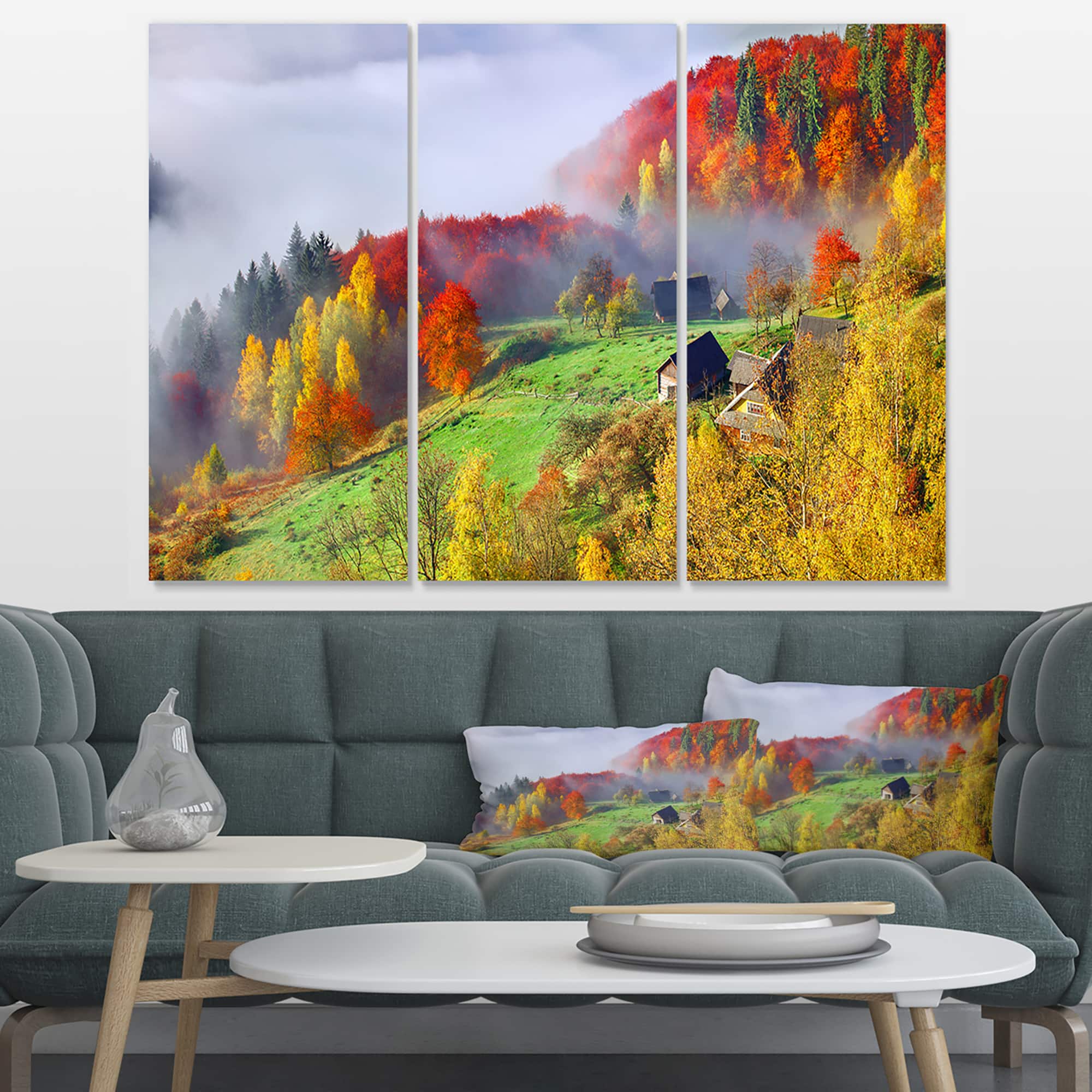 Designart - Colorful Autumn Landscape in Mountains - Large Landscape Canvas Art Print