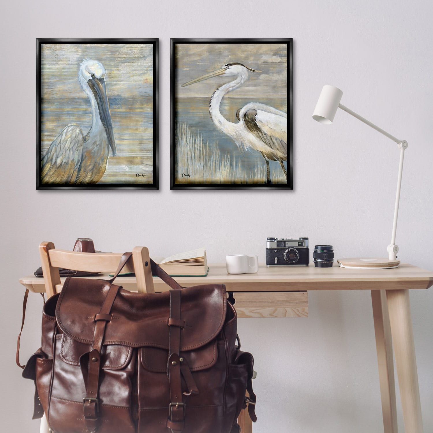 Stupell Industries Sea Birds Abstract Beach Floater Framed Art Set
