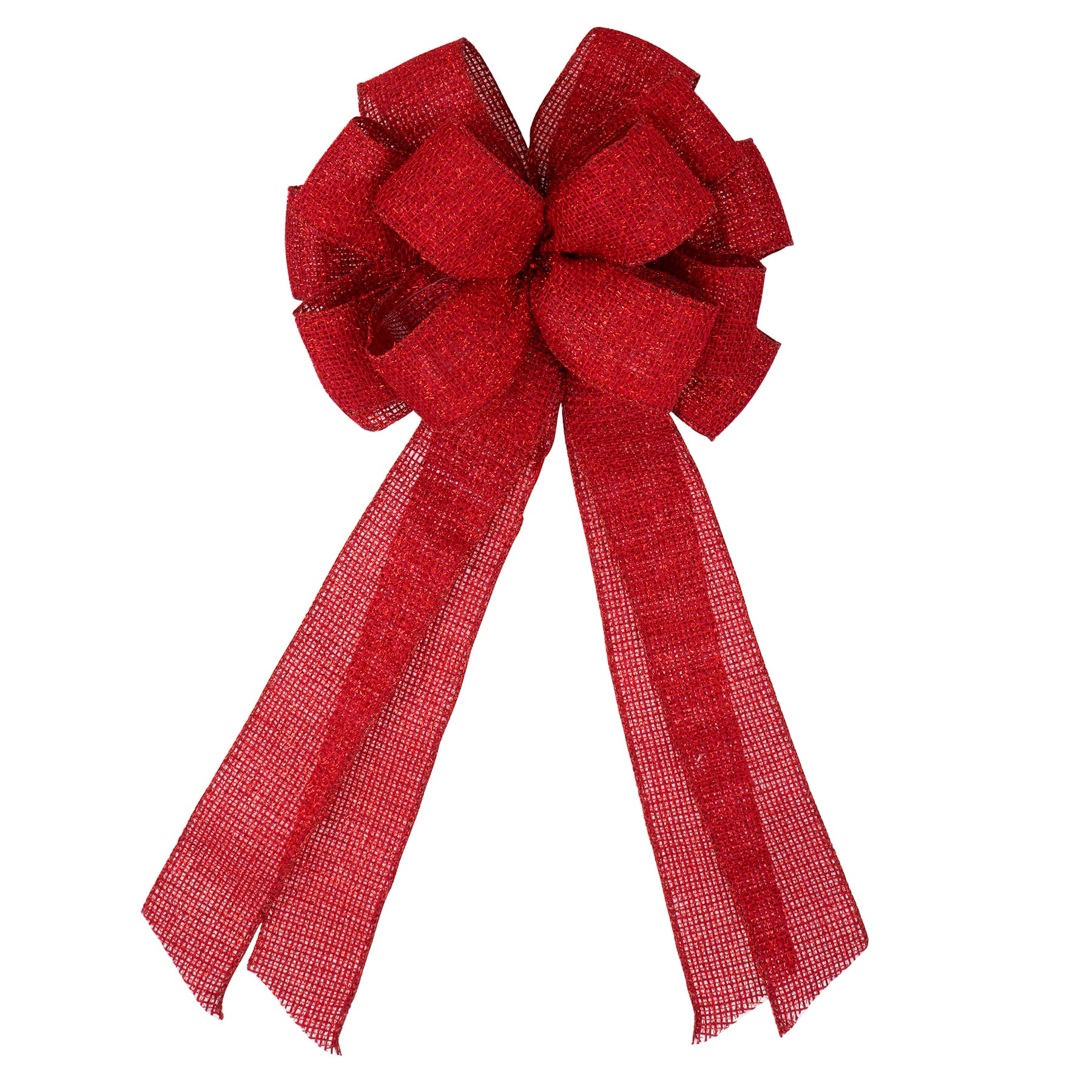 20.5&#x22; Red Burlap Style Tree Topper Bow by Celebrate It&#x2122;