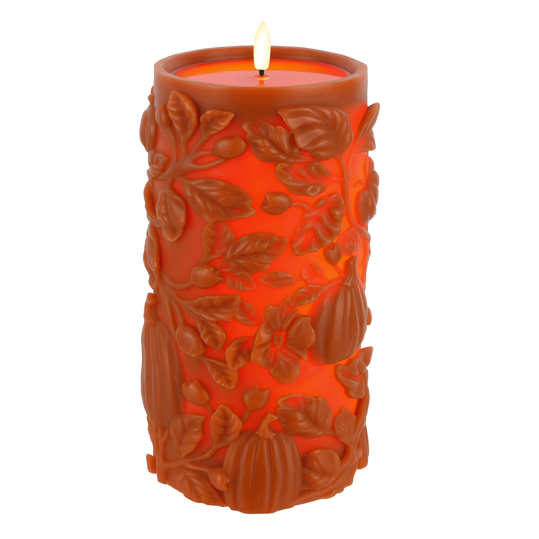 4&#x22; x 8&#x22; Orange Pumpkin LED Pillar Candle by Ashland&#xAE;