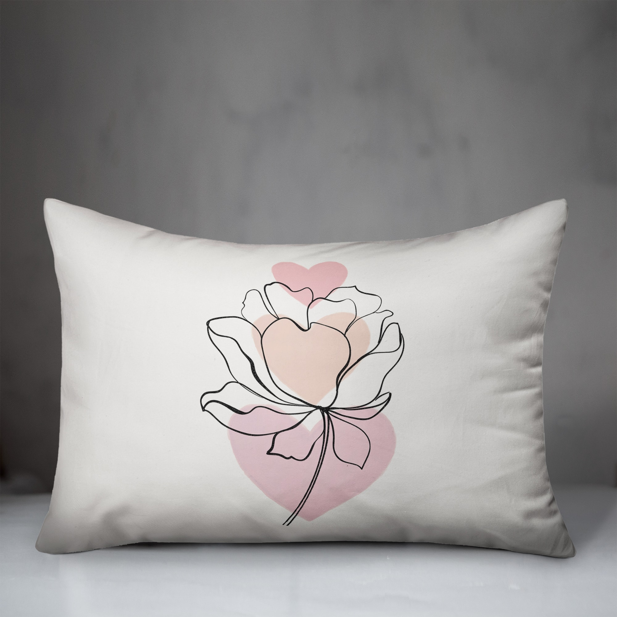 Flower Line Drawing Throw Pillow