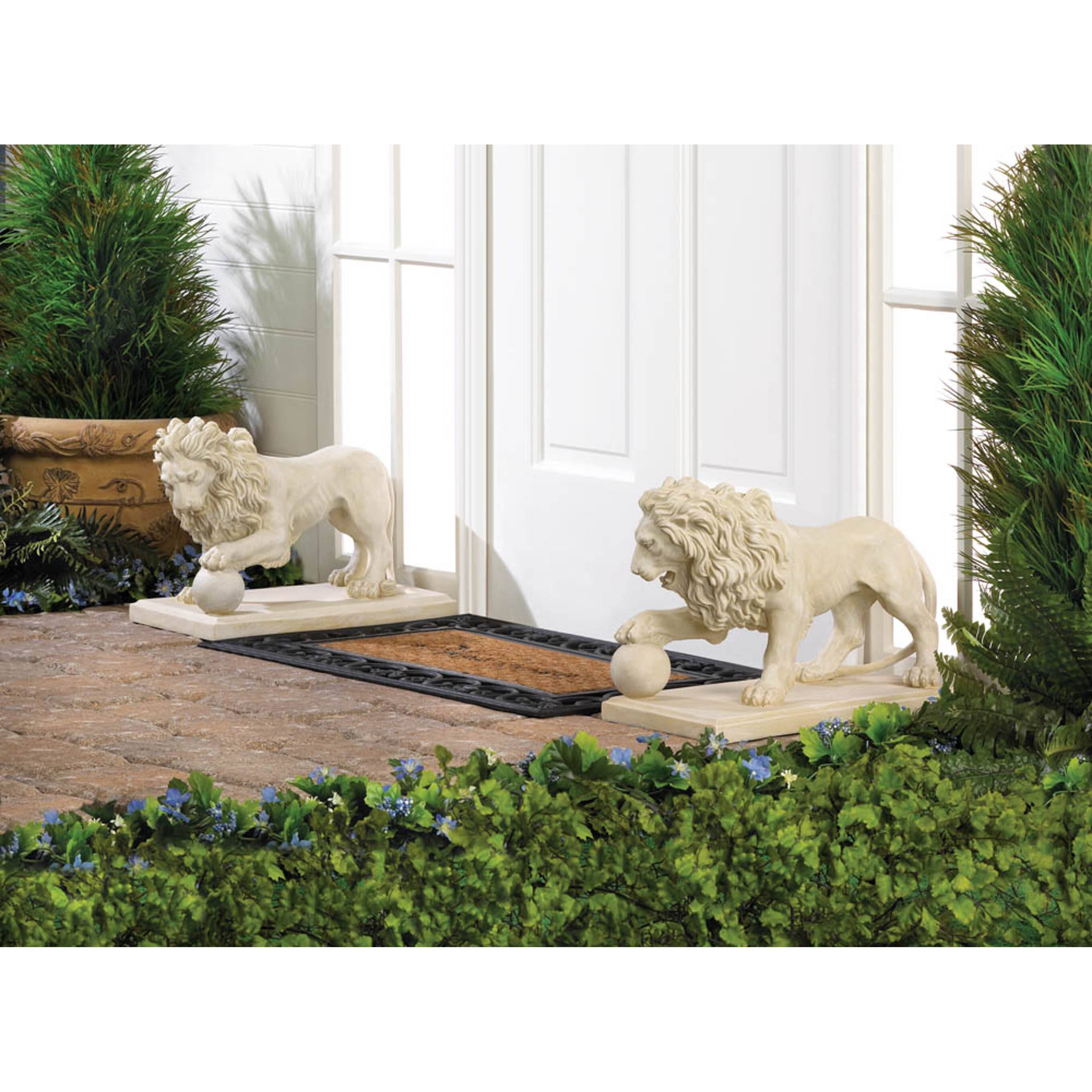 16&#x22; Regal Lion Statue Set