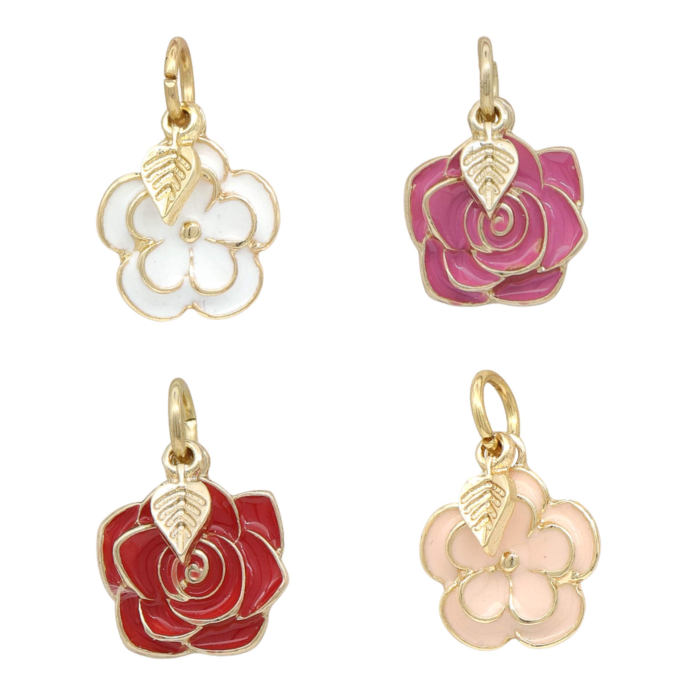 12 Pack: Enamel 3D Flower Charm Mix by Bead Landing™