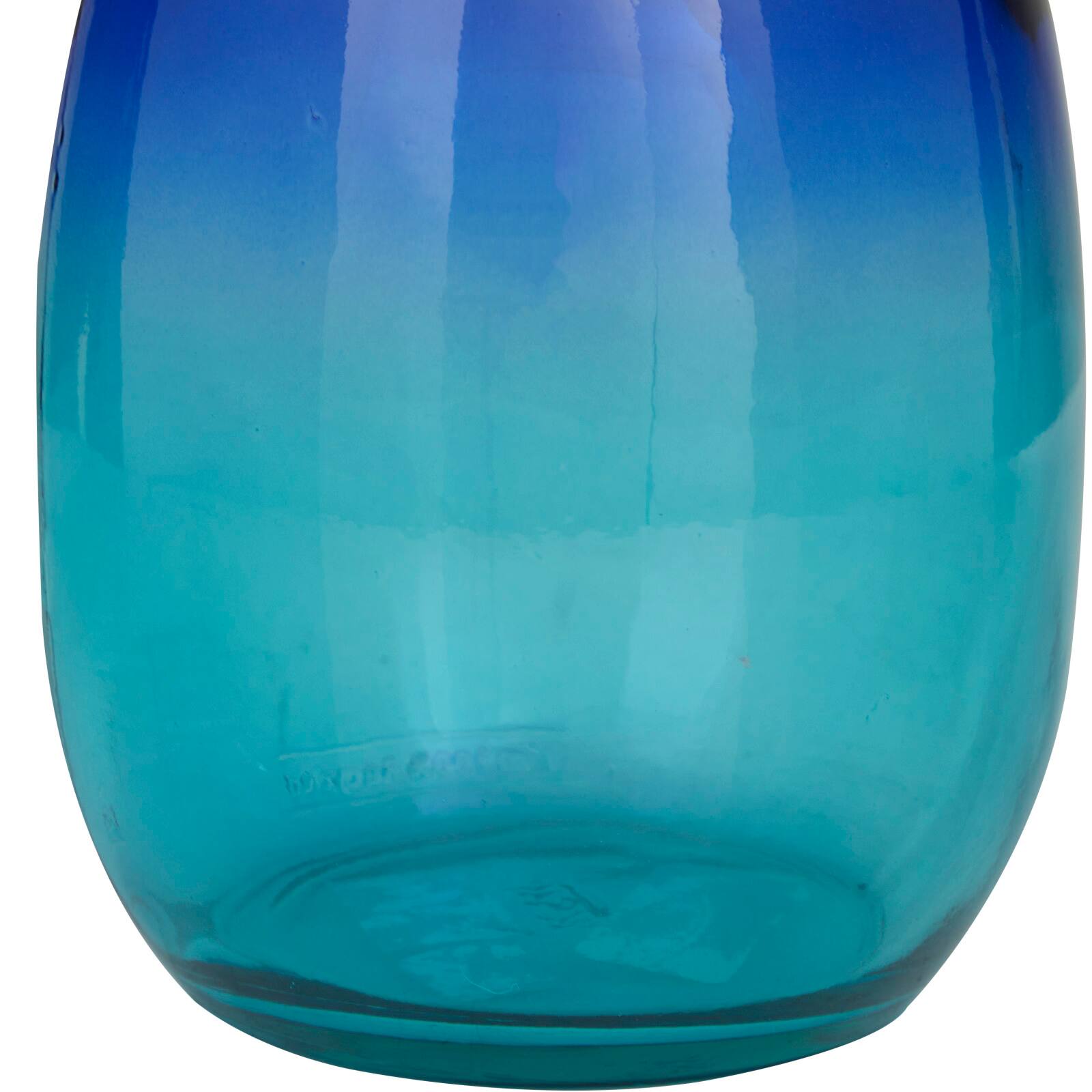 Blue Recycled Glass Handmade Spanish Vase with Ombre Effect 7" x 7" x 11"