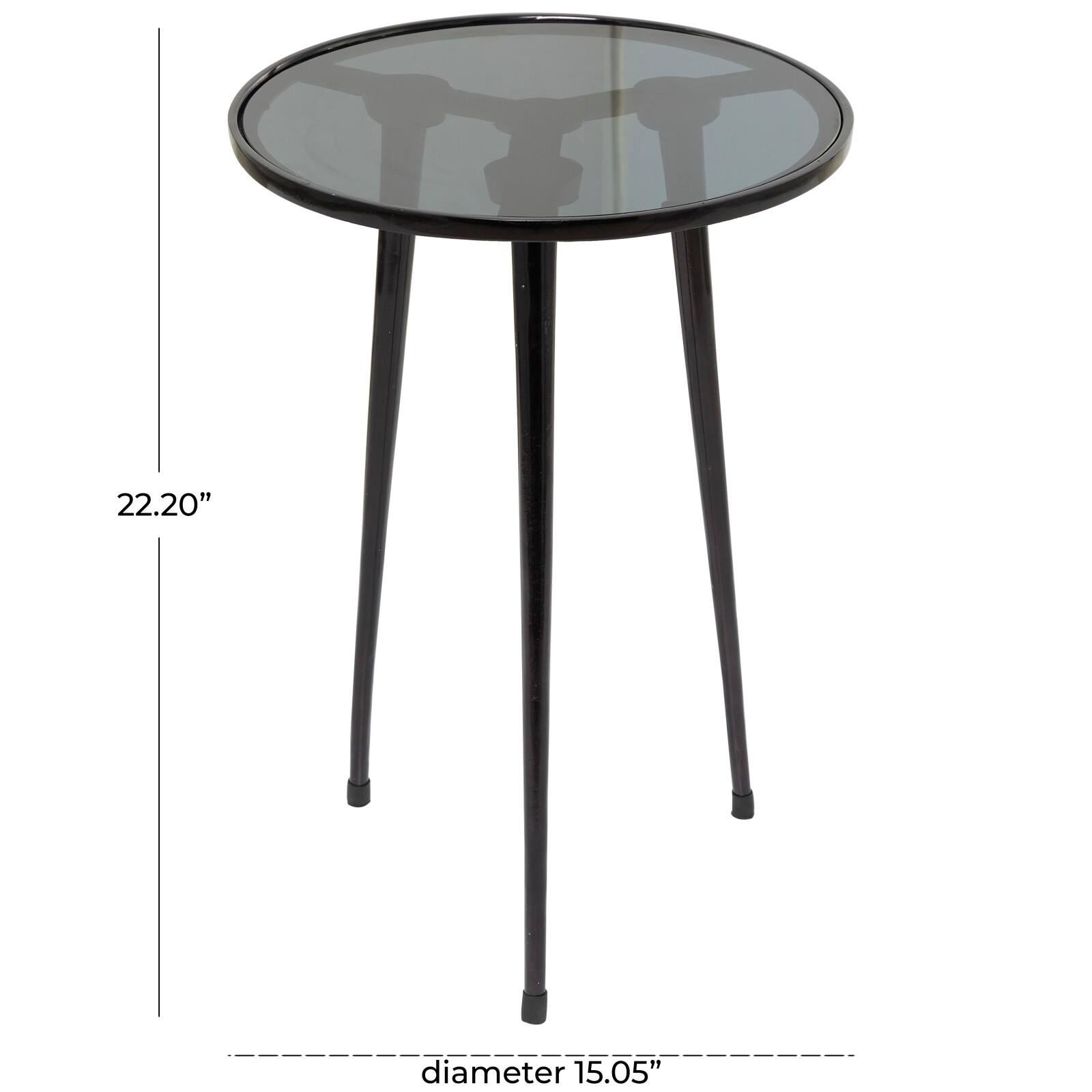 22" Aluminum Tripod Legs Accent Table with Shaded Glass Top