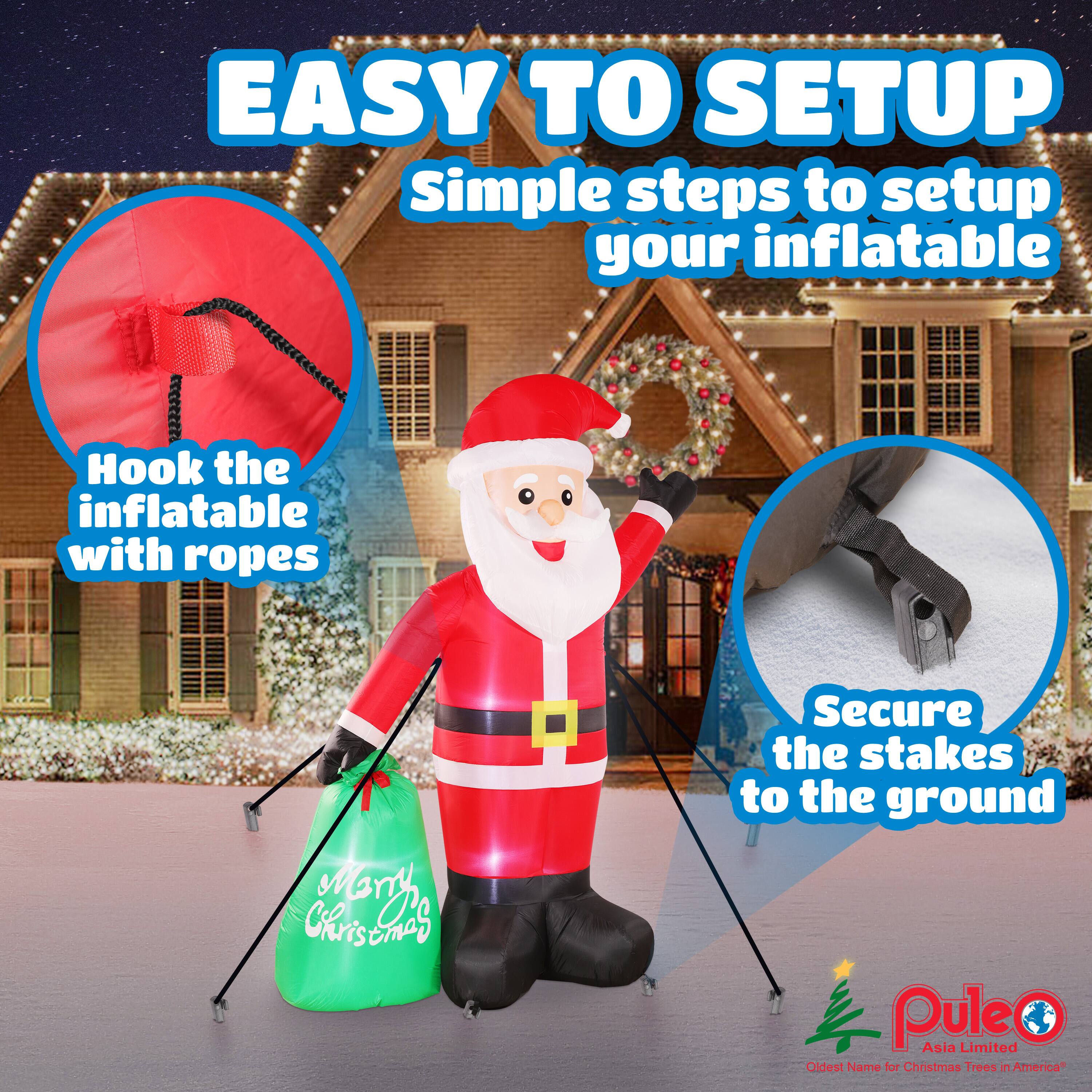 8ft. Inflatable Christmas Santa with Warm White LED Lights