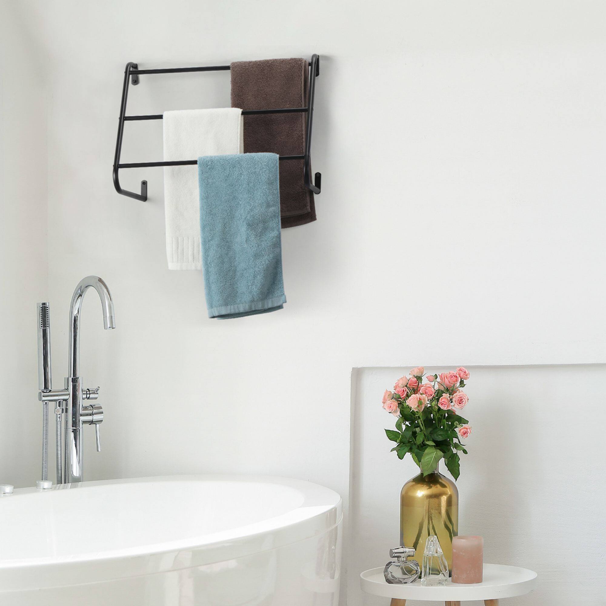 NEX™ 3-Tier Black Wall Mounted Towel Bar Rack