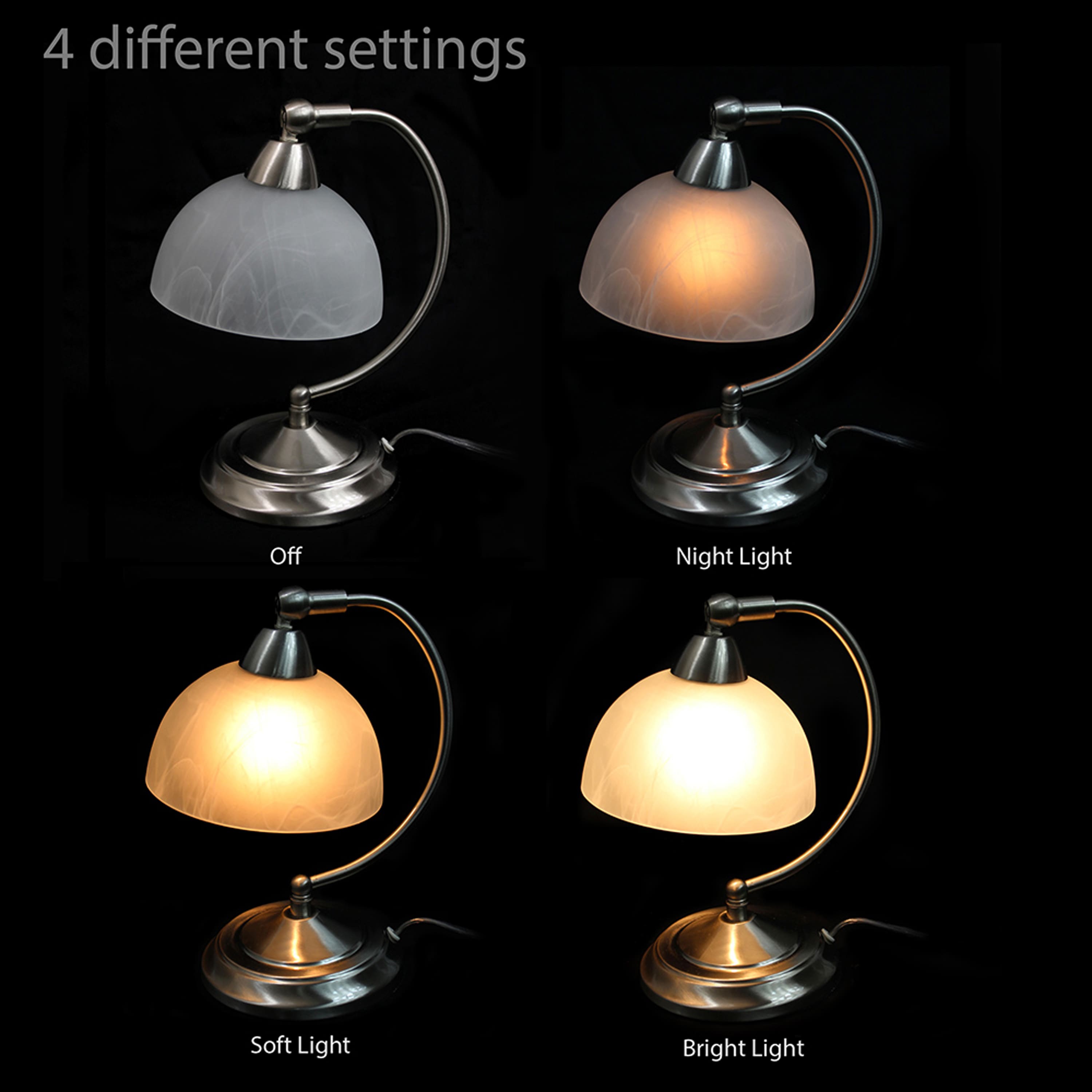 Elegant Designs 13&#x22; Brushed Nickel Banker&#x27;s Desk Lamp with Touch Base