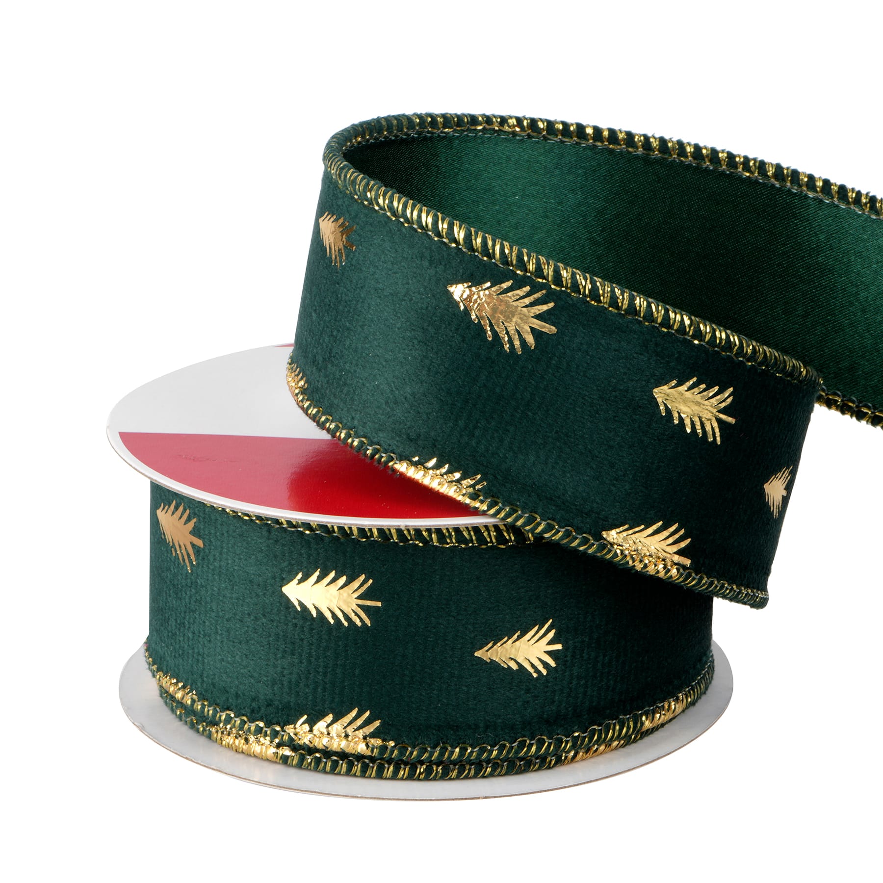 1.5&#x22; x 20ft. Green &#x26; Gold Trees Wired Ribbon by Celebrate It&#xAE;