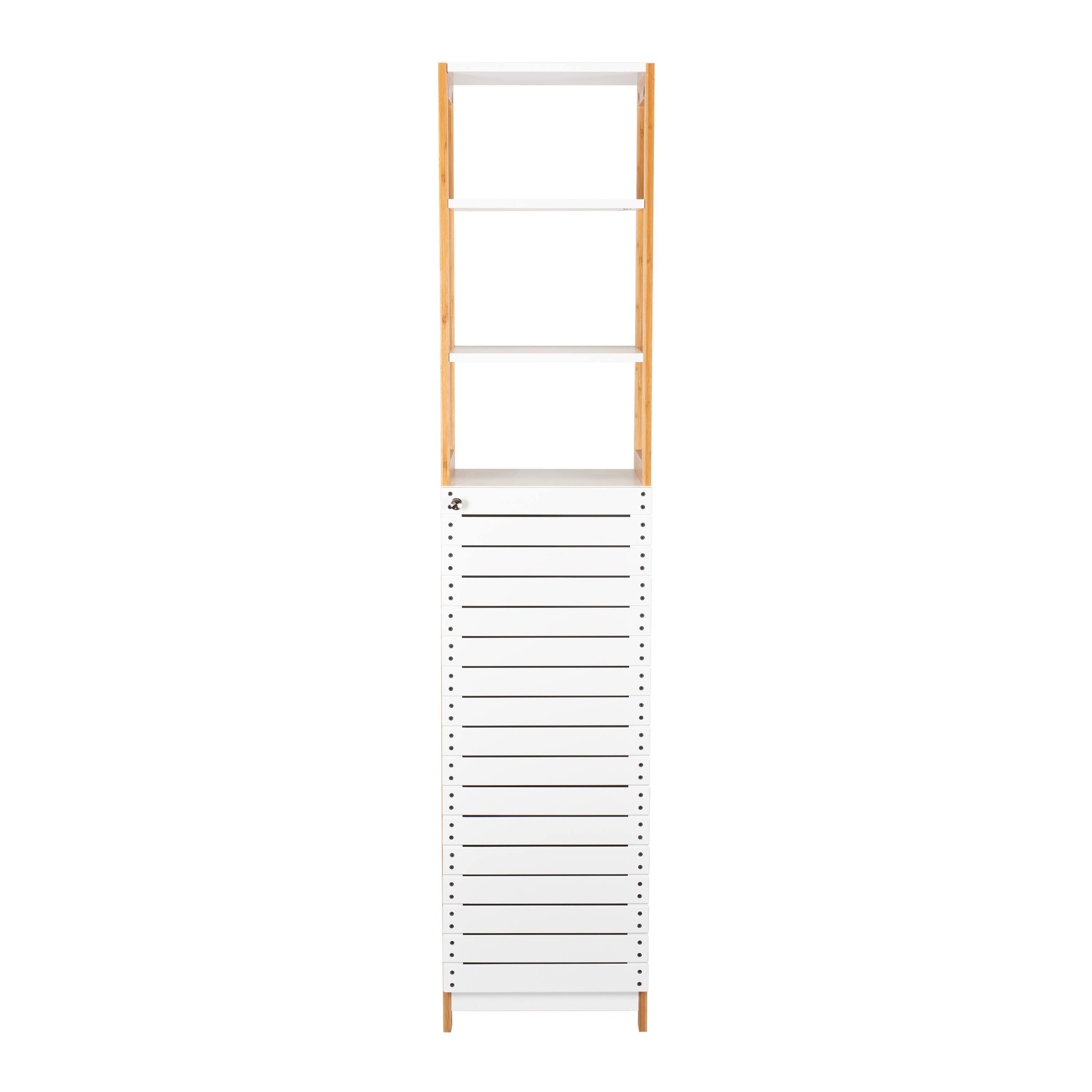 Organize It All Rendition 68" White 6-Shelf Bamboo High Cabinet