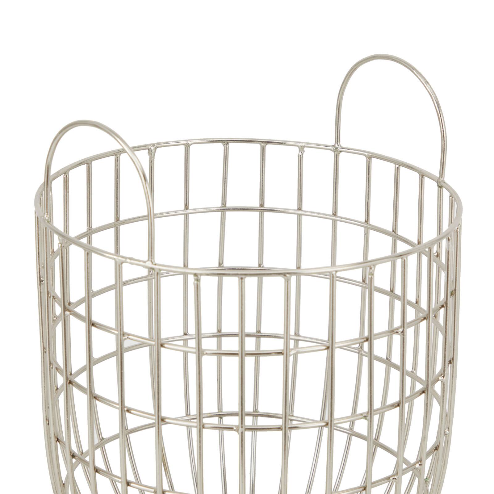 Set of 2 Silver Iron Contemporary Storage Basket, 17&#x22; x 13&#x22; x 13&#x22;
