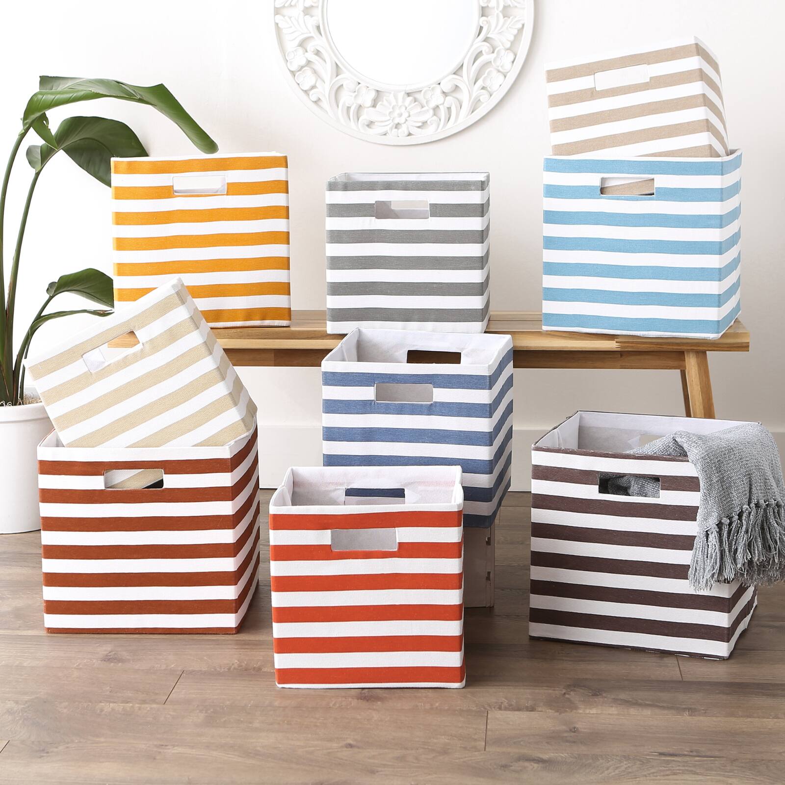 DII&#xAE; 11&#x22; Polyester Stripes Storage Cube