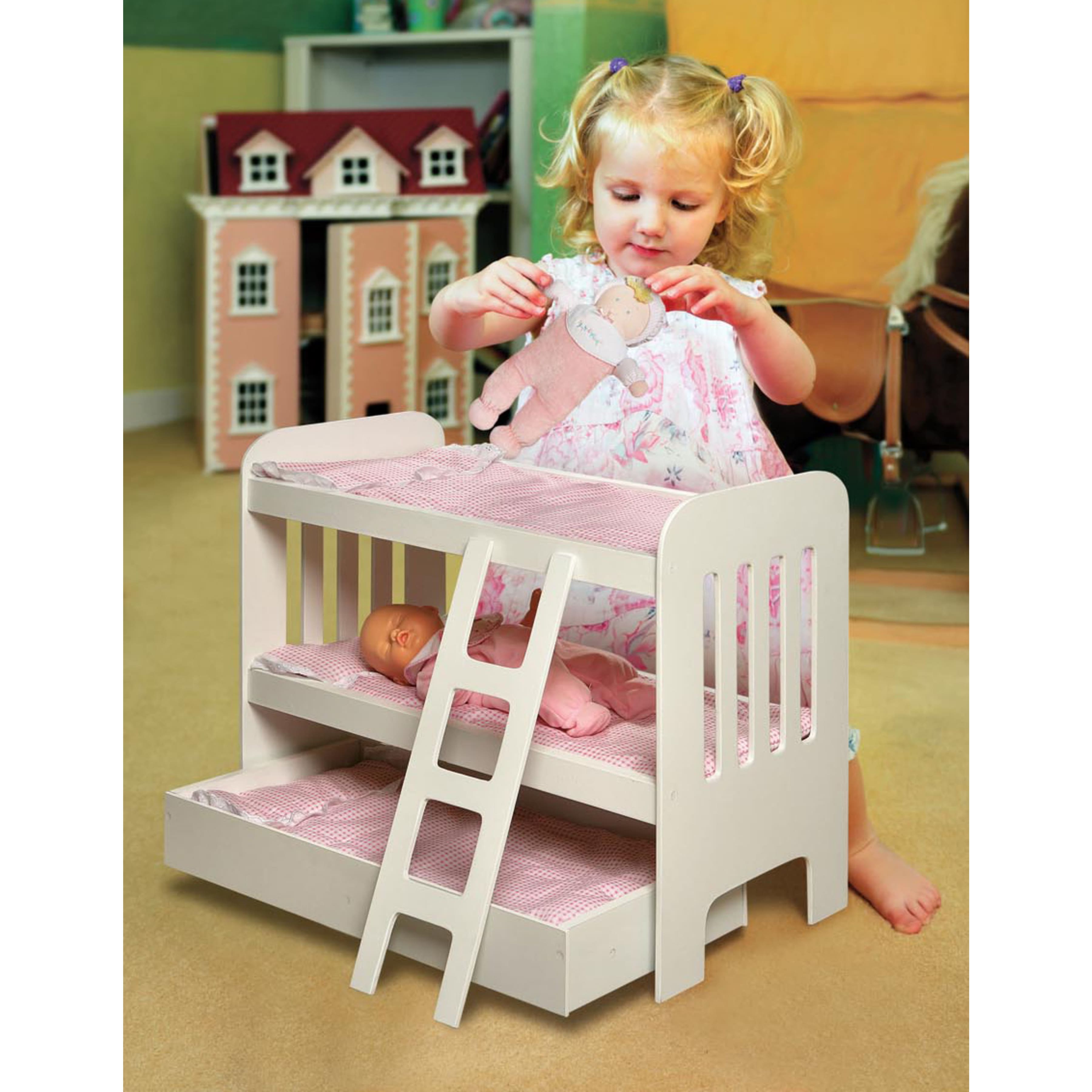 GIRLS KIDS BABY DOLL PINK BUNK BED WITH ACCESSORIES FOR BIRTHDAYS GIFT XMAS TOYS 