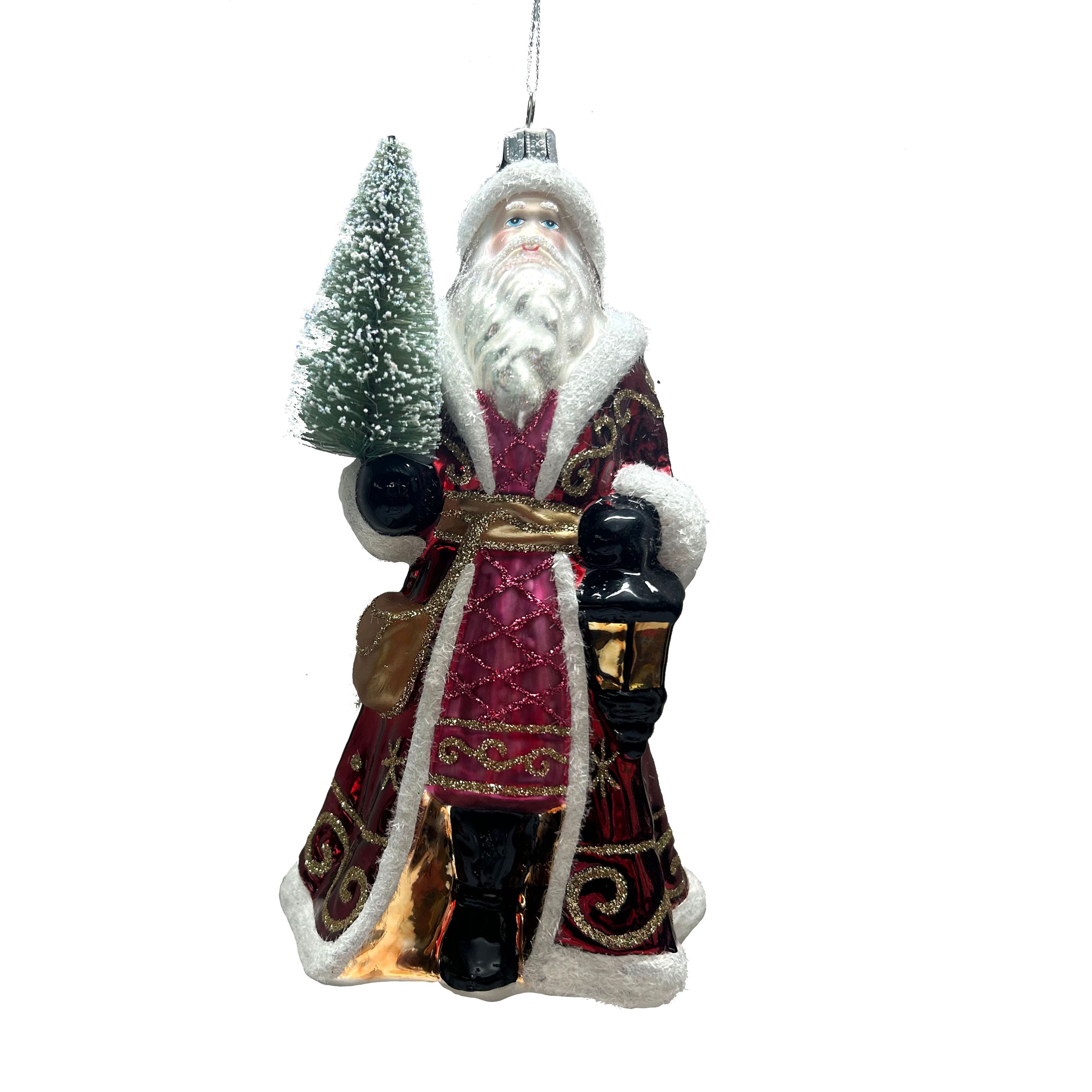 7&#x22; Santa Holding Tree Glass Ornament by Ashland&#xAE;