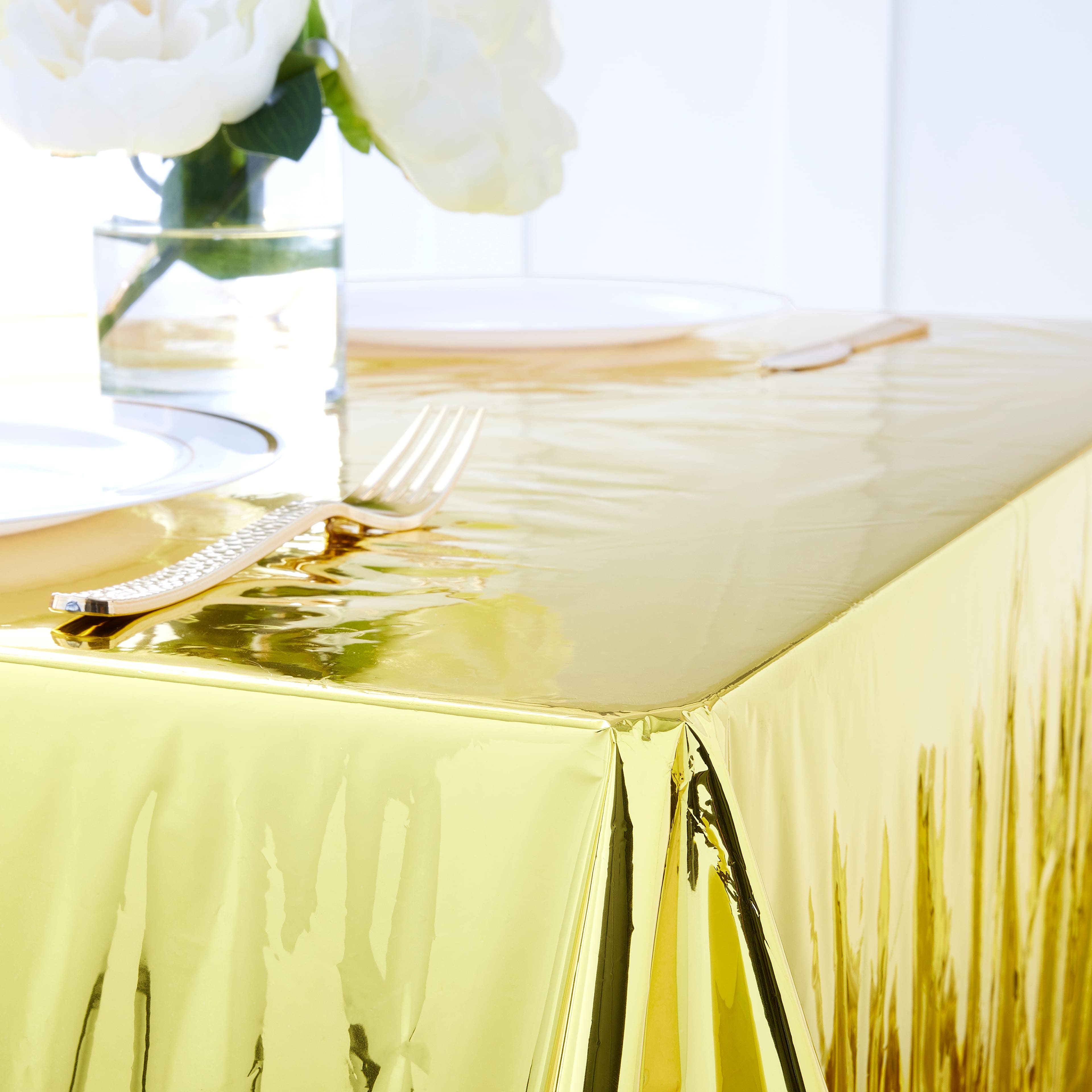 12 Pack: 9ft. Reversible Gold &#x26; Silver Foil Table Cover by Celebrate It&#x2122;