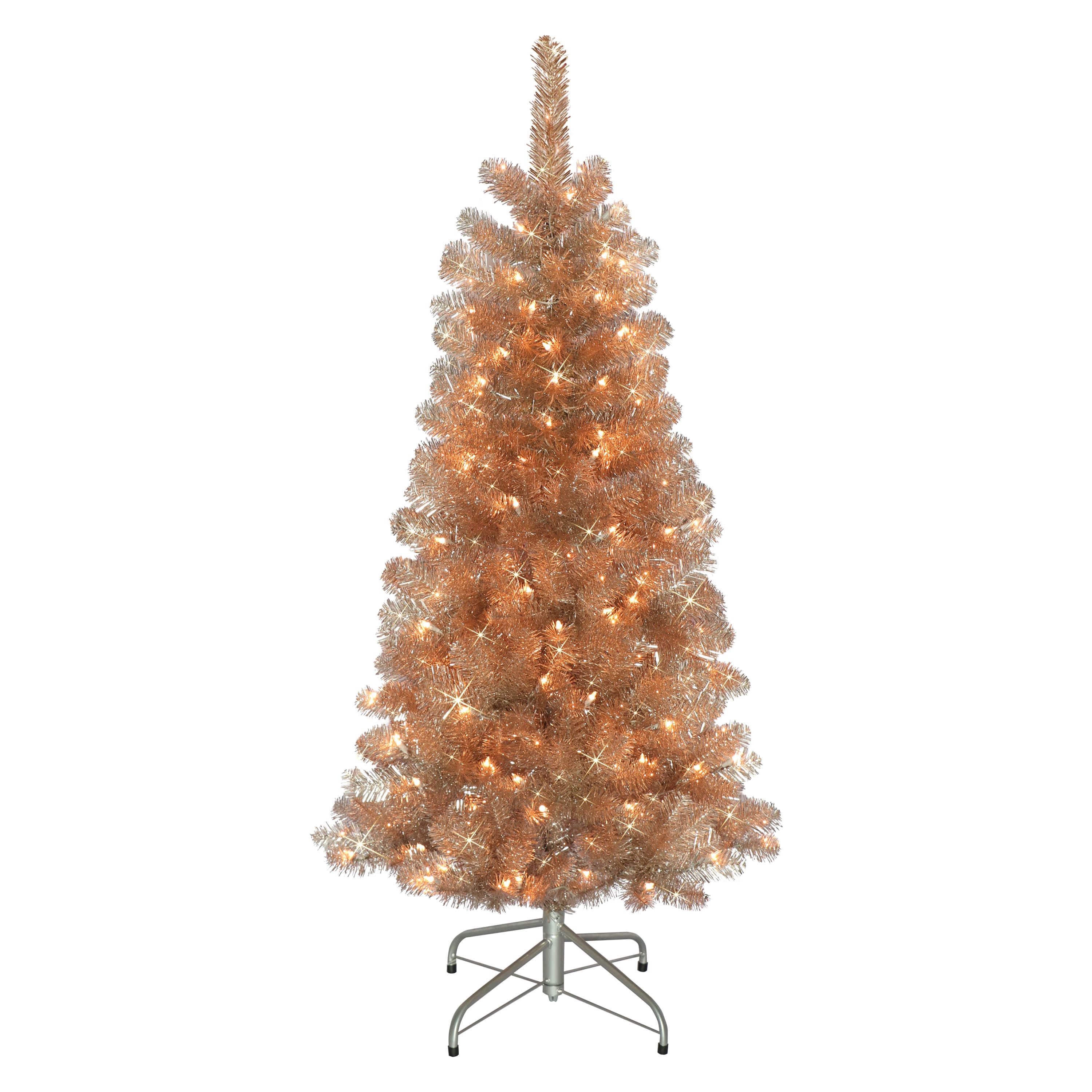4.5ft. Pre-Lit Tinsel Artificial Christmas Tree, Clear Lights