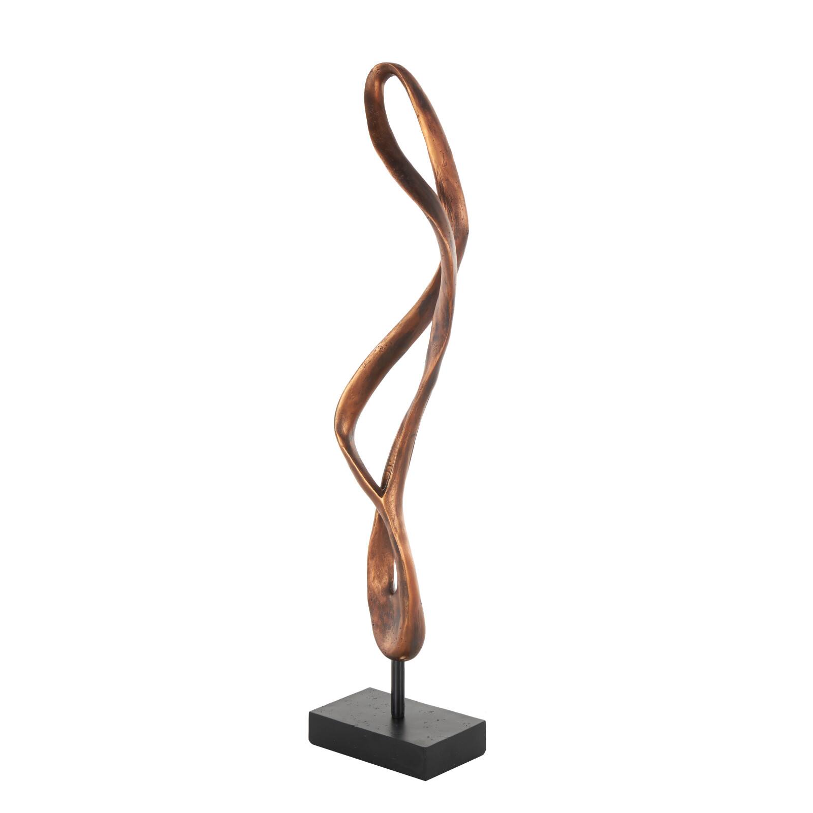 27.5" Bronze Polystone Abstract Decorative Sculpture with Rectangle Black Base