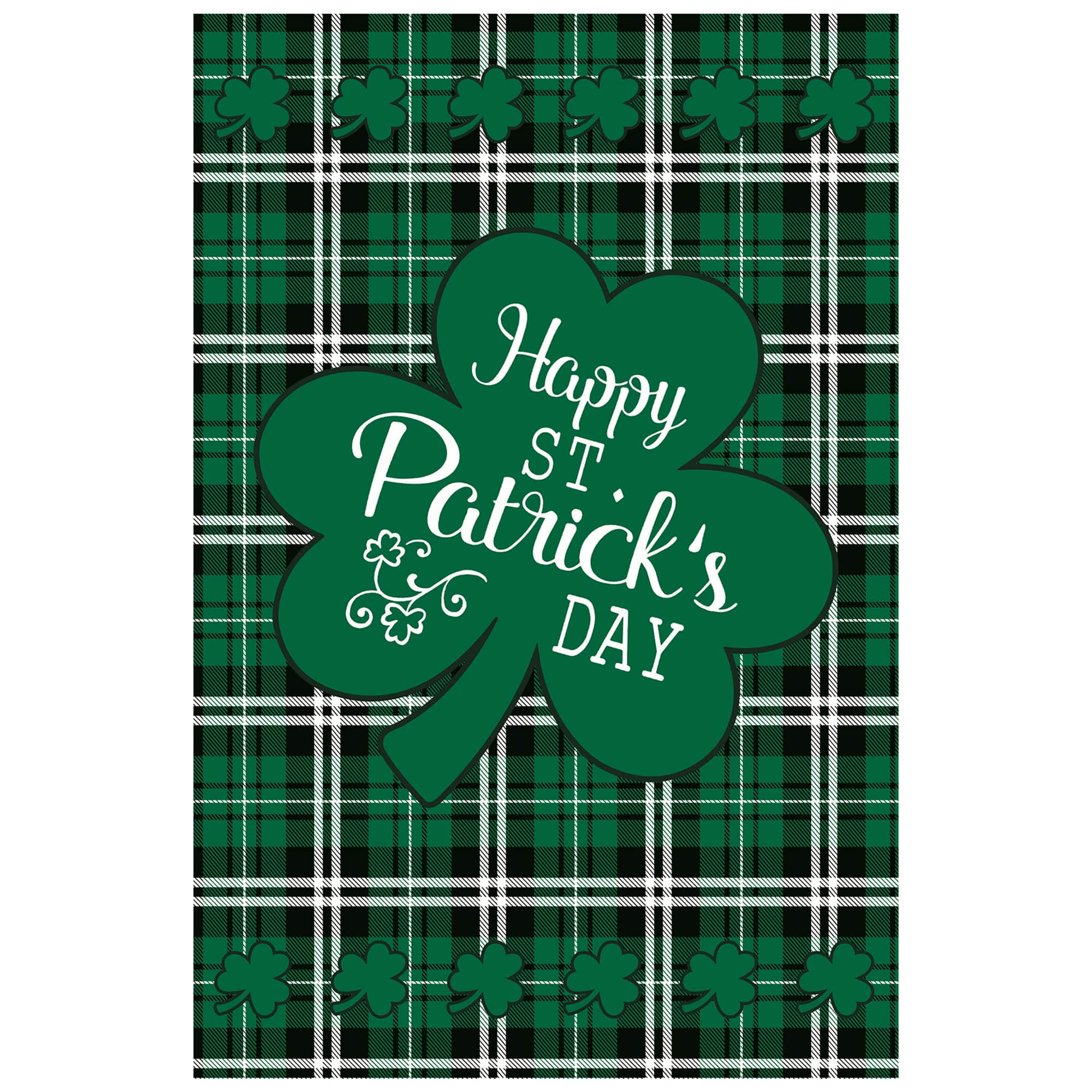 Happy St. Patrick's Day Plaid Outdoor House Flag 28" x 40"