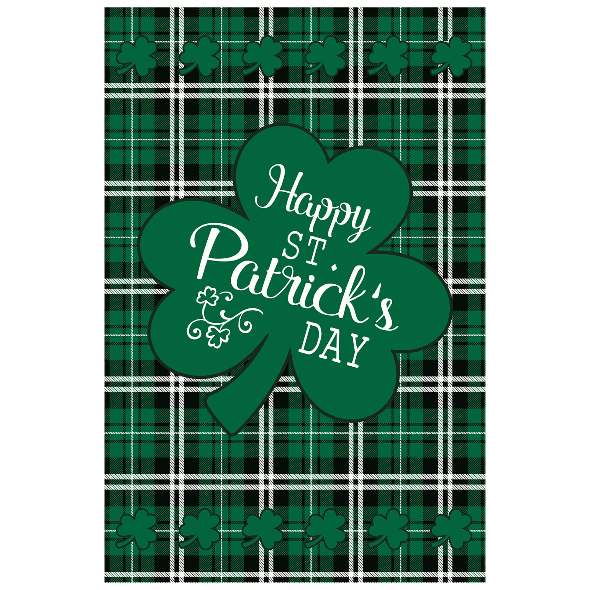 Happy St. Patrick&#x27;s Day Plaid Outdoor House Flag 28&#x22; x 40&#x22;