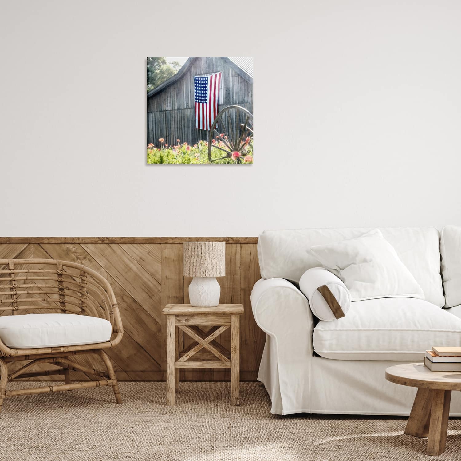 Stupell Industries Americana Barn Floral Farmland Canvas Wall Art