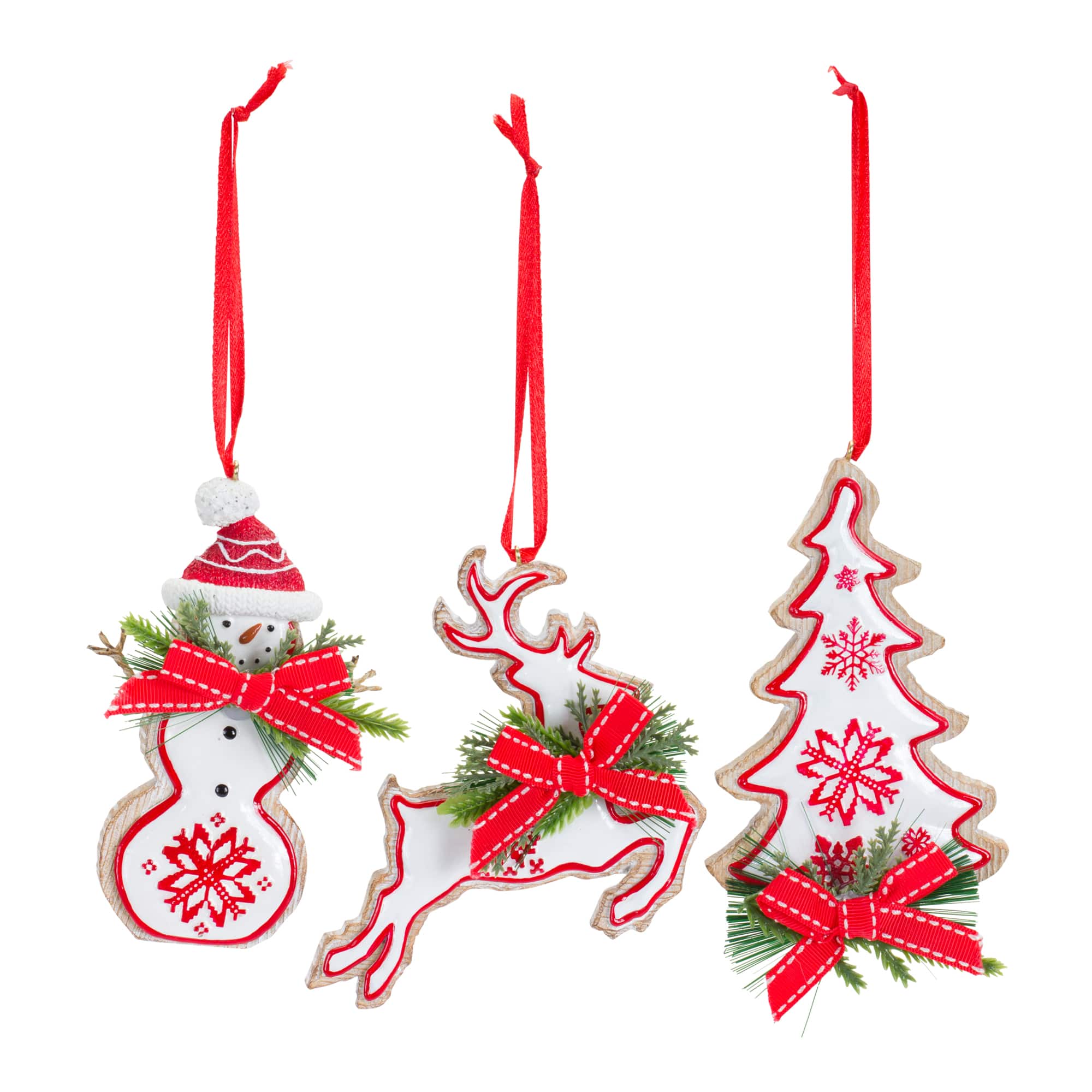 6 Pack Red &#x26; White Christmas Icon Ornaments