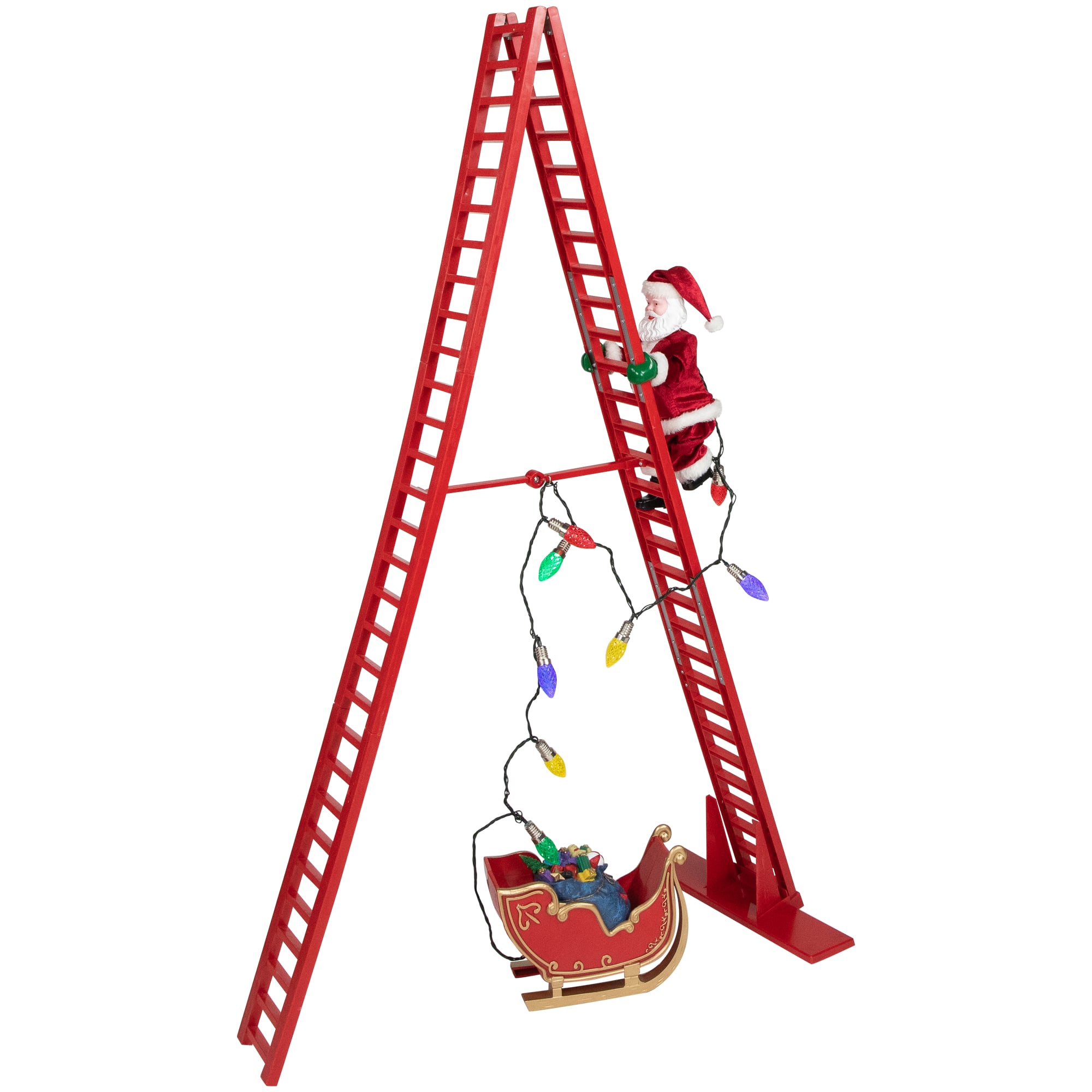 4ft. Animated Lighted Musical Santa Climbing Ladder Christmas Decoration