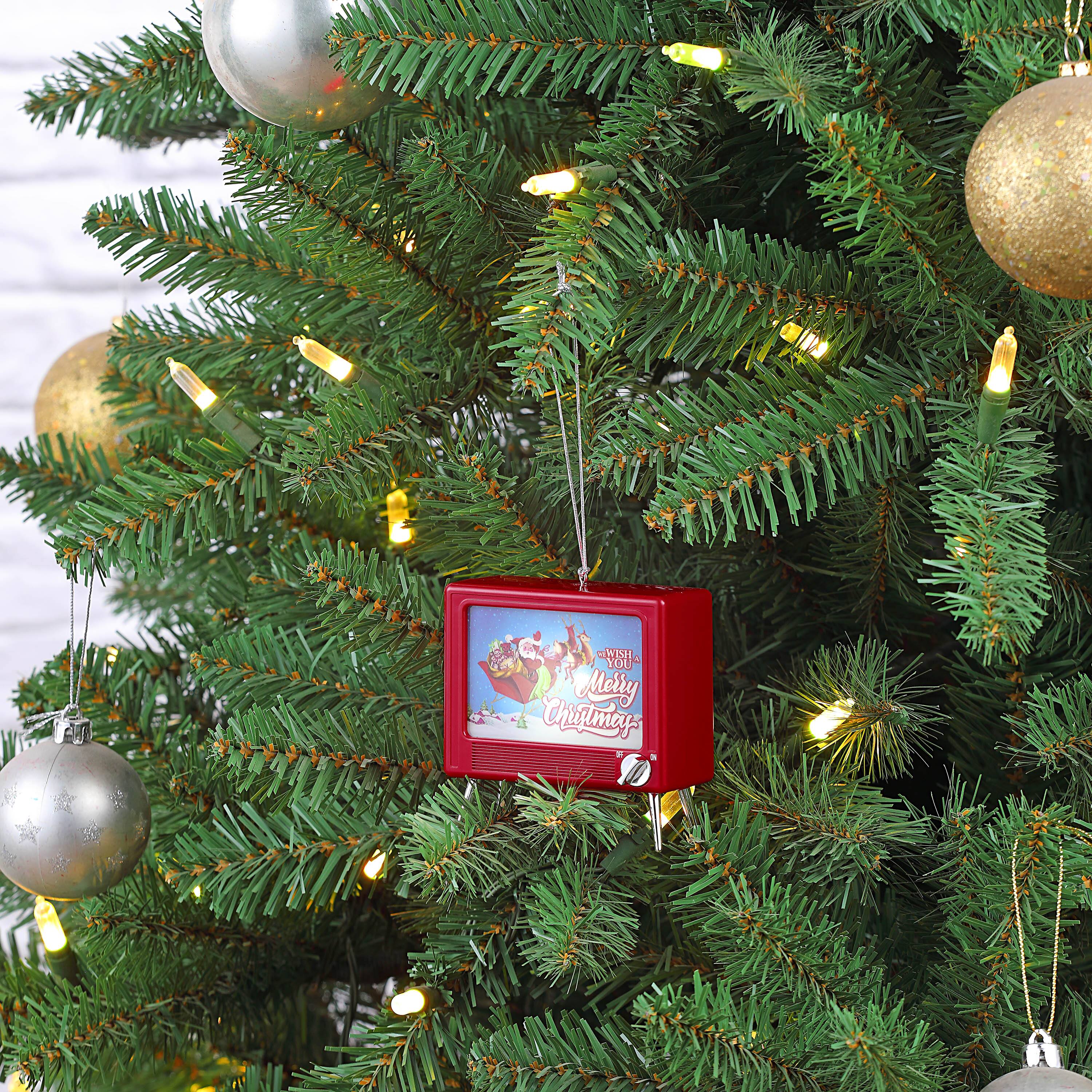 Red Plastic Musical LED TV Ornament