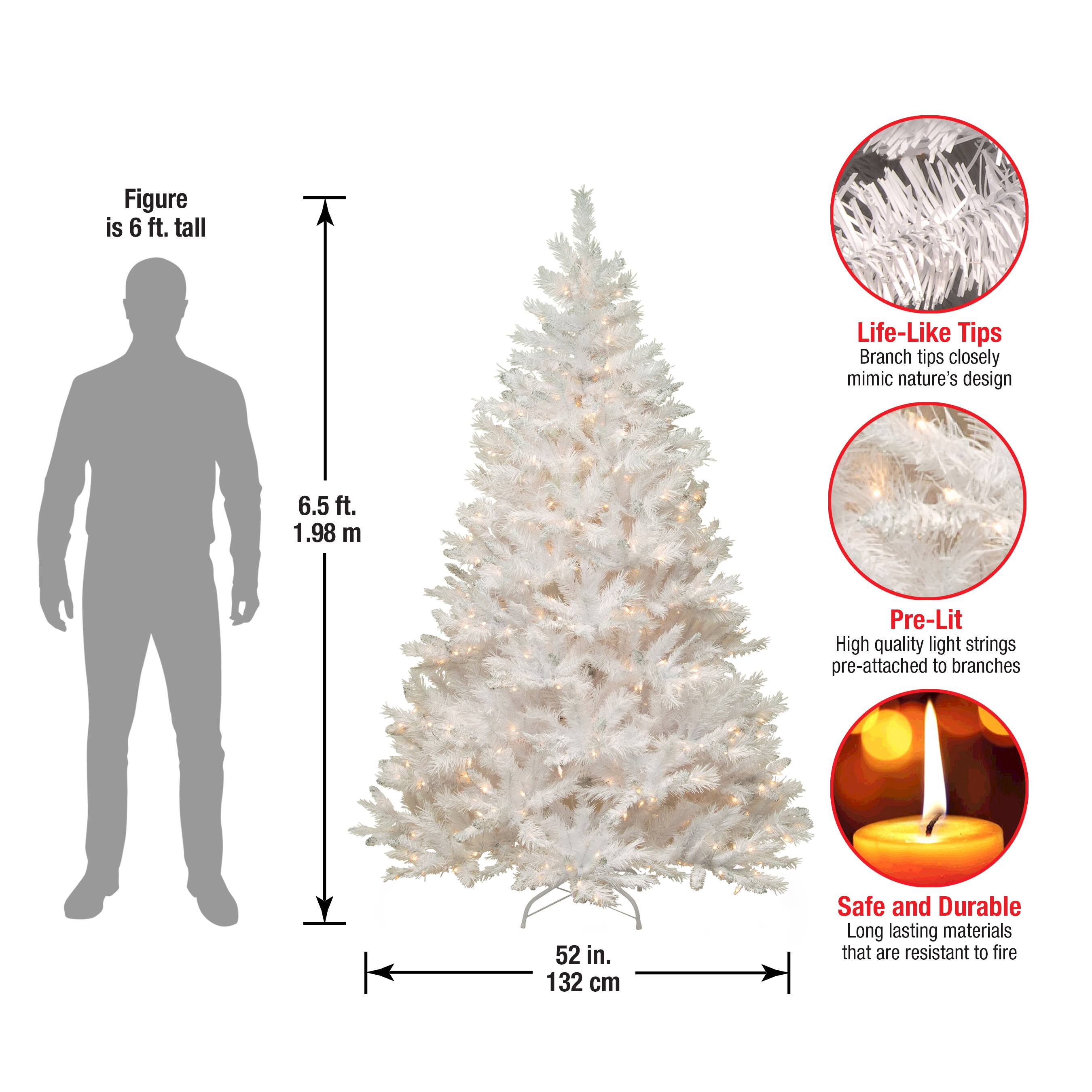 6.5ft. Pre-Lit Winchester White Pine Artificial Christmas Tree, Clear Lights