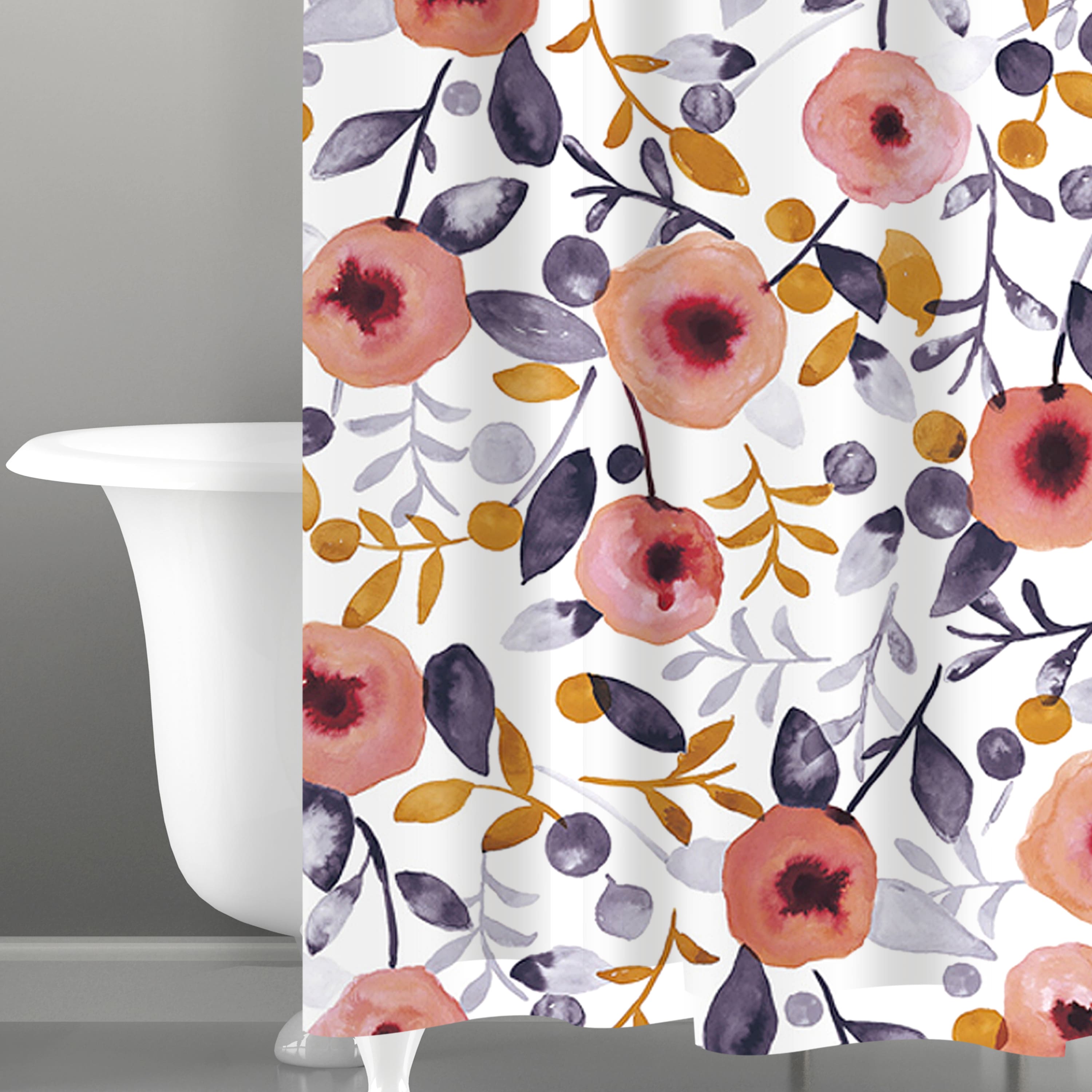 Bath Bliss Floral Design Shower Curtain