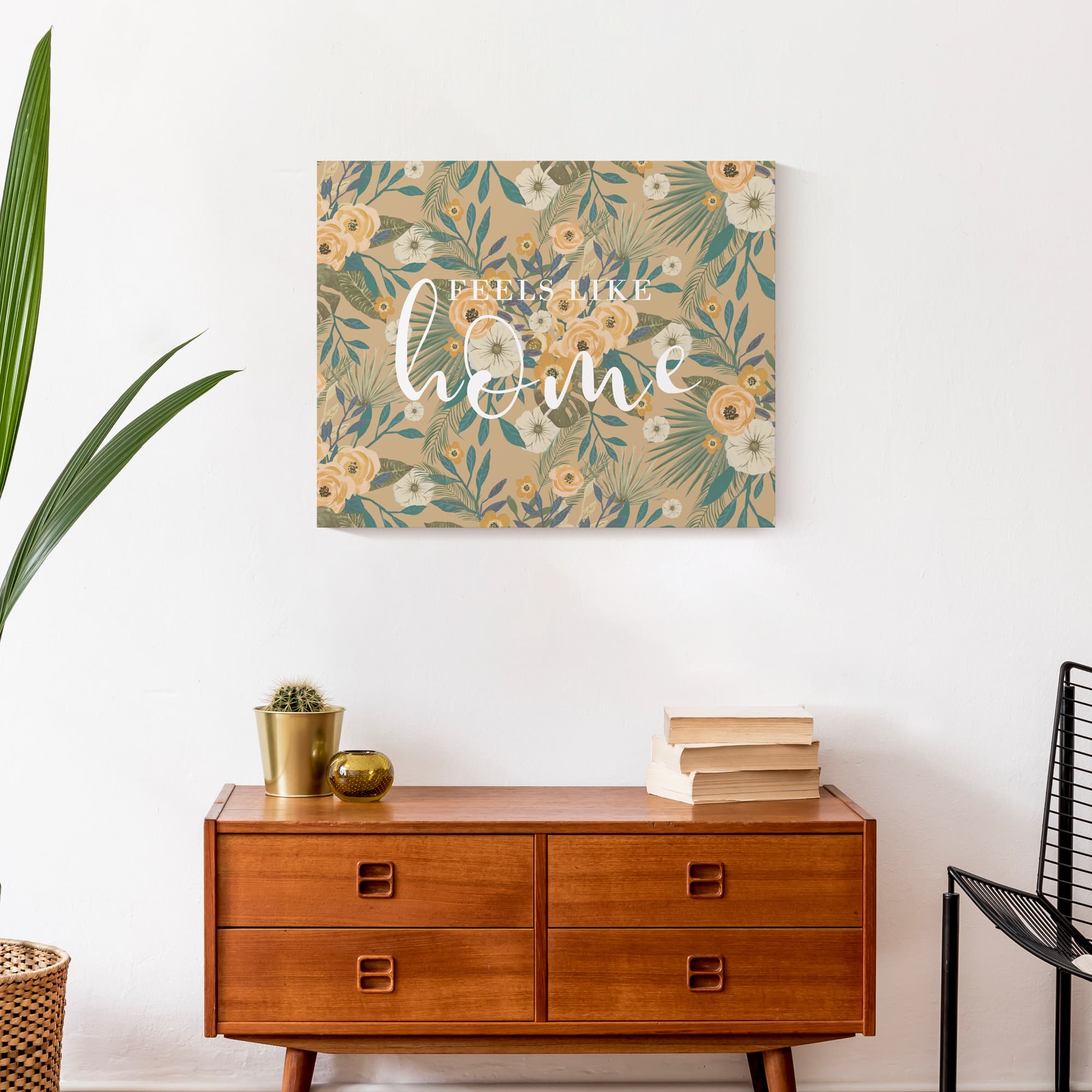Feels Like Home Tropical Floral Canvas Wall Art