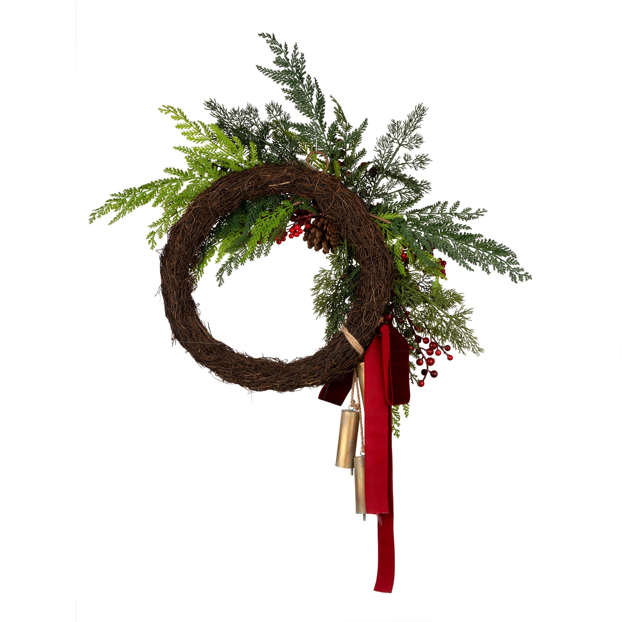 24" Christmas Joy Chimes Wreath