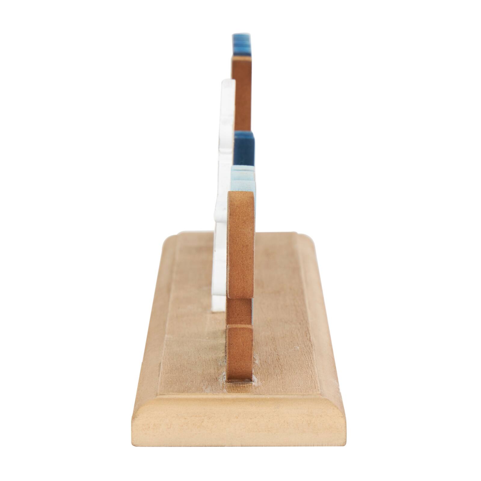 15.75" Multicolored Wooden Ship Wheel Welcome Decorative Sign with Blue & Brown Accents