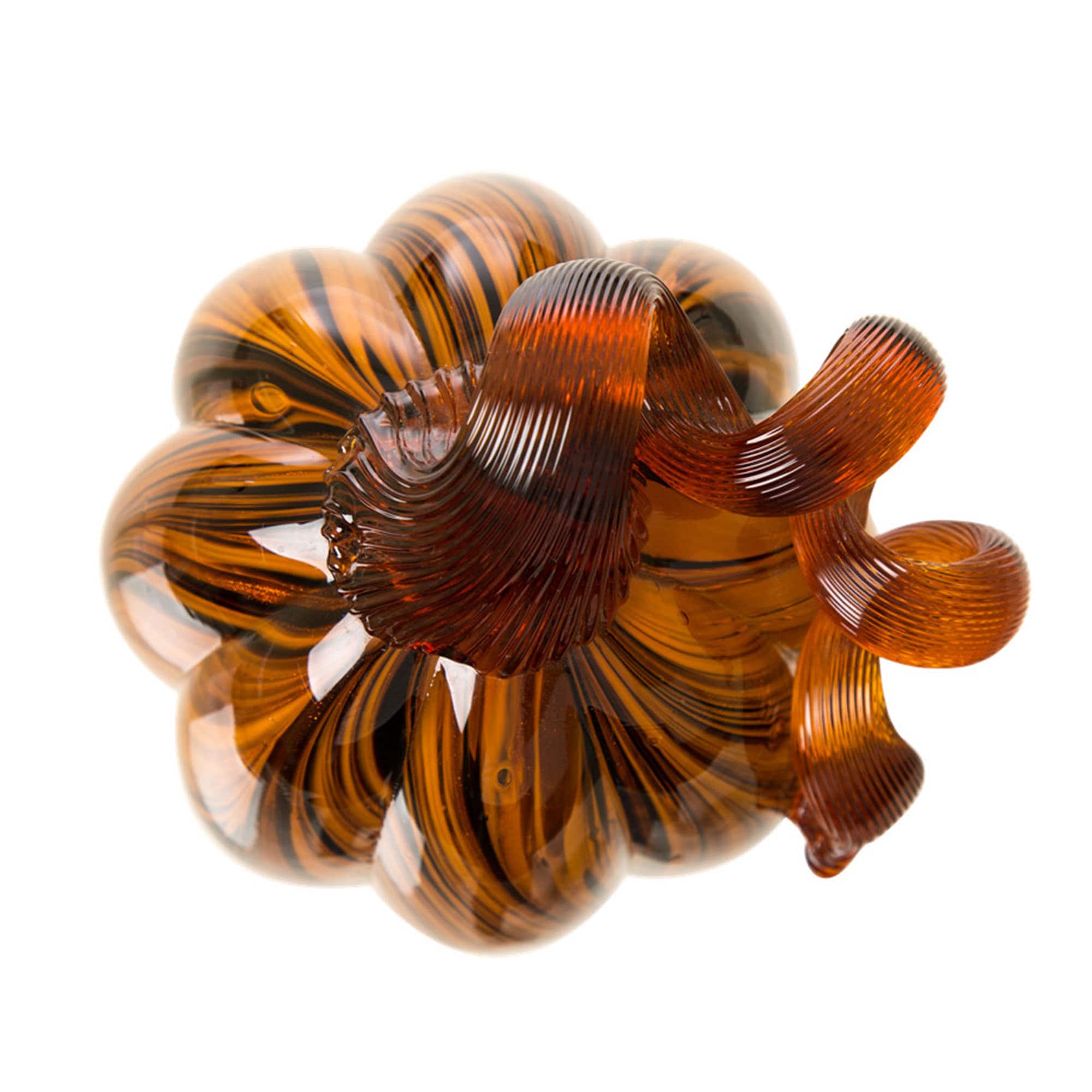 Glitzhome&#xAE; Medium Glass Pumpkin, Multicolor Stripes