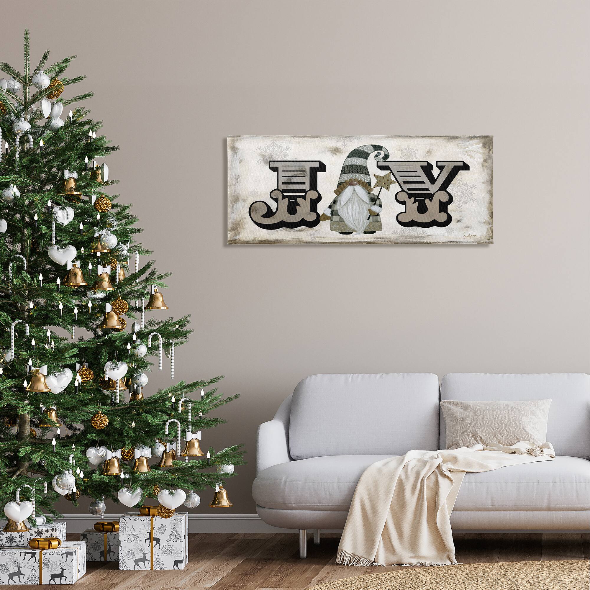 Stupell Industries Joy Vintage Holiday Gnome Canvas Wall Art