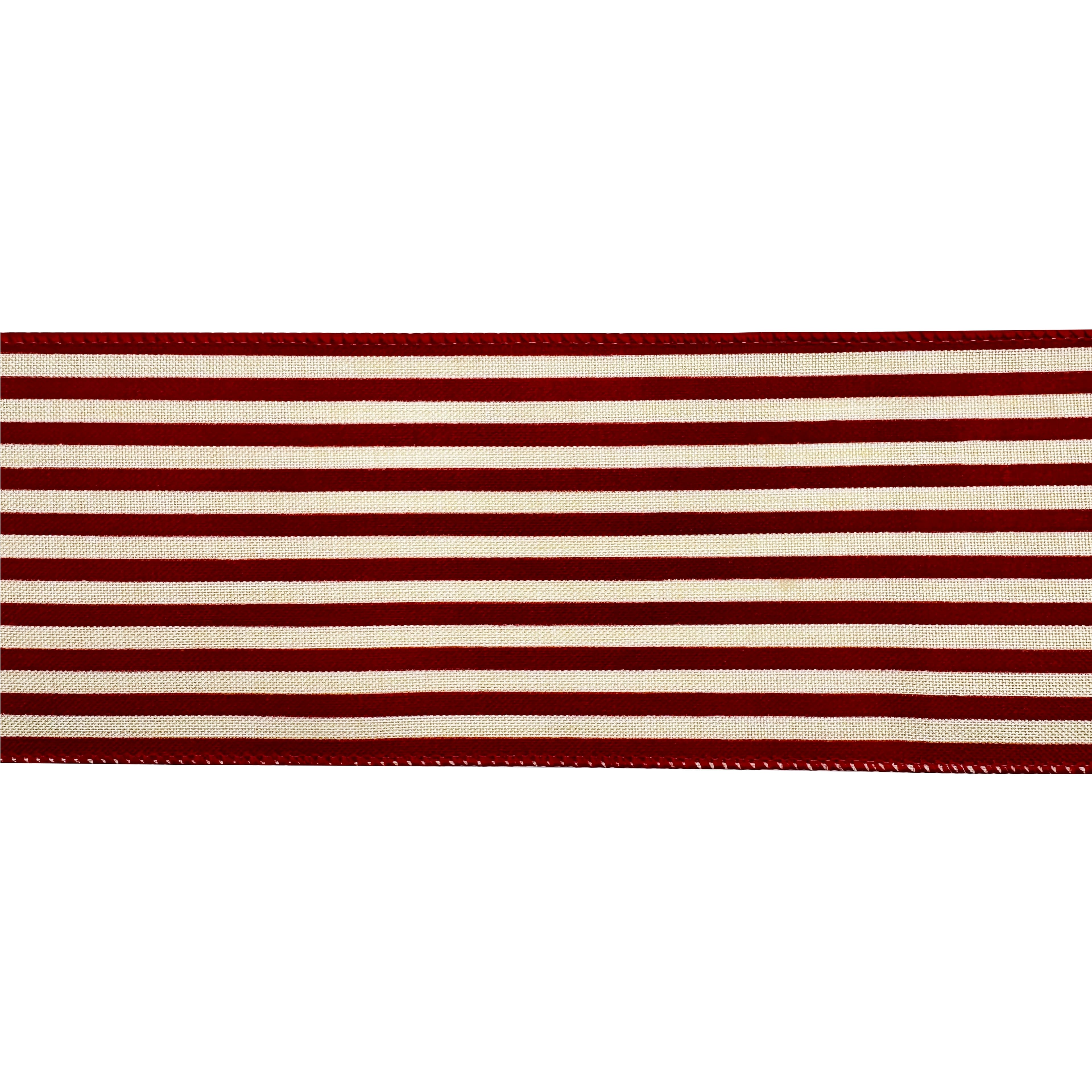 3.5&#x22; x 25ft. Red Ticking Wired Ribbon by Celebrate It&#xAE;