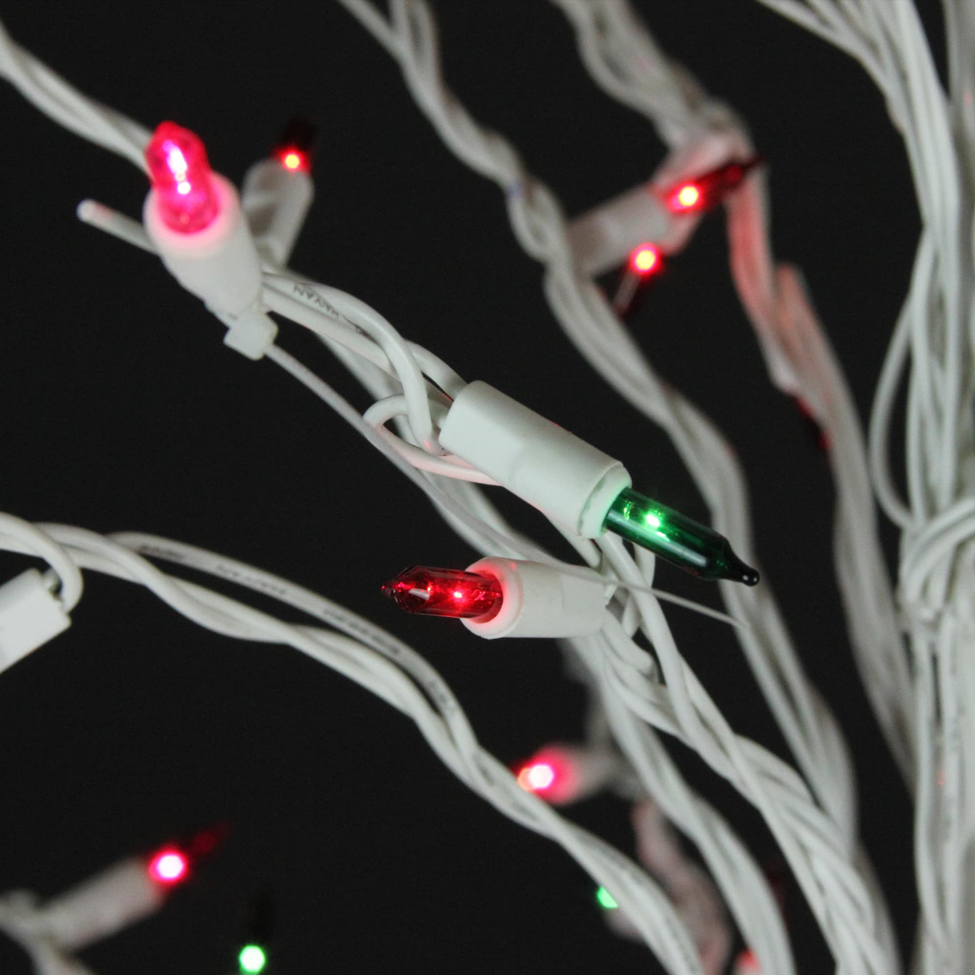 6ft. Pre-Lit White Cascade Twig Artificial Christmas Tree, Multicolor Lights
