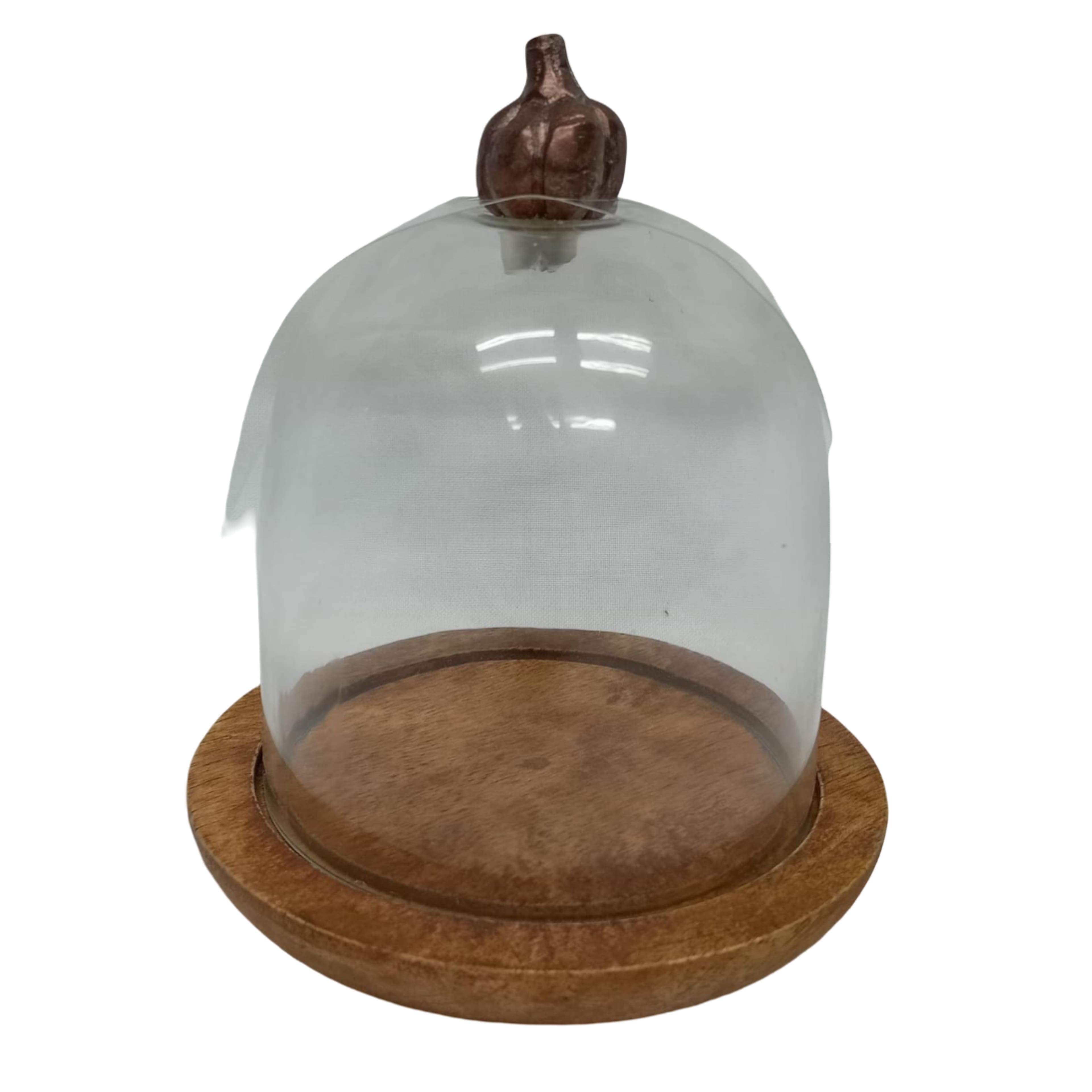 5.5&#x22; Glass Cloche with Pumpkin Knob &#x26; Wood Base by Ashland&#xAE;