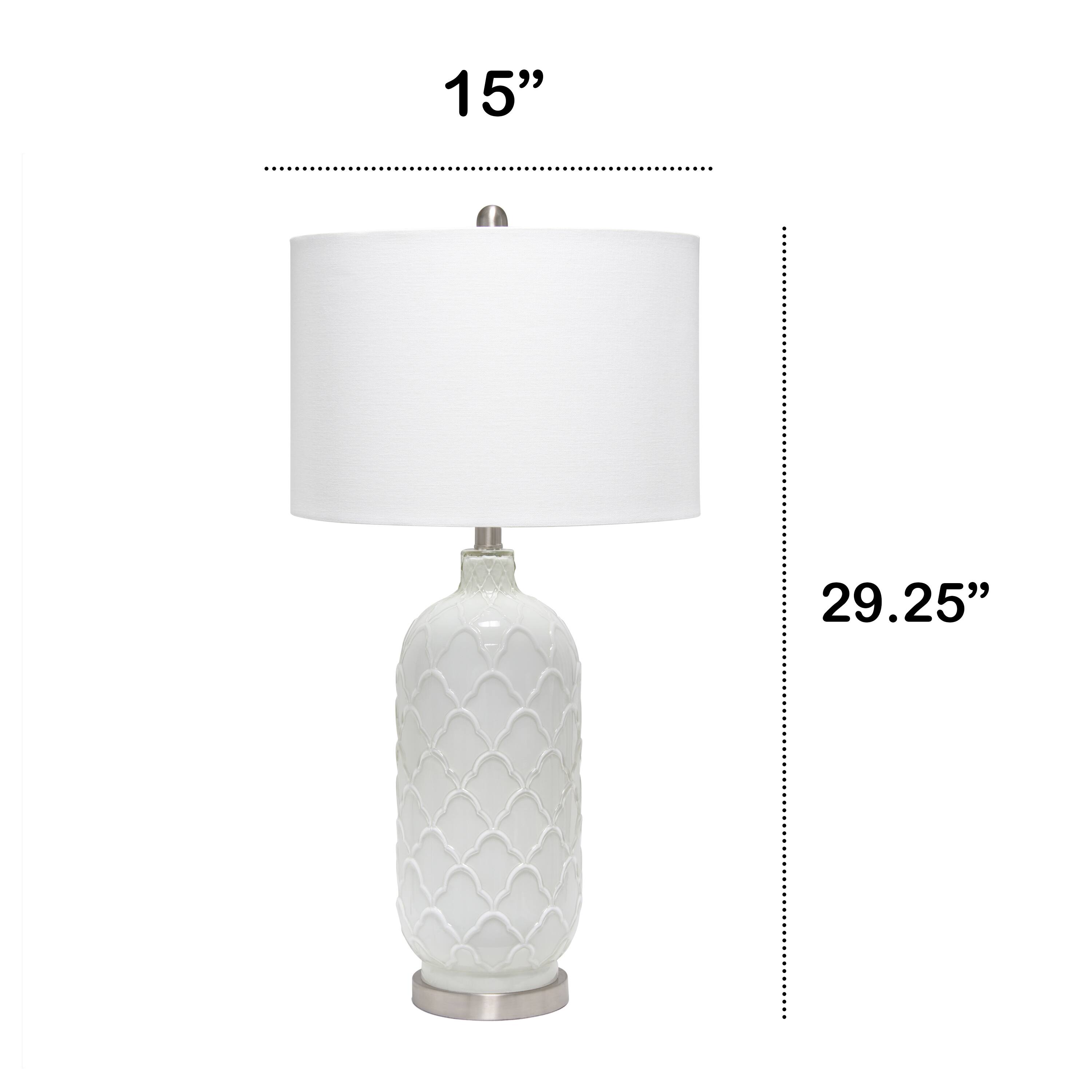 Lalia Home 30&#x22; Argyle Classic White Table Lamp with Fabric Shade