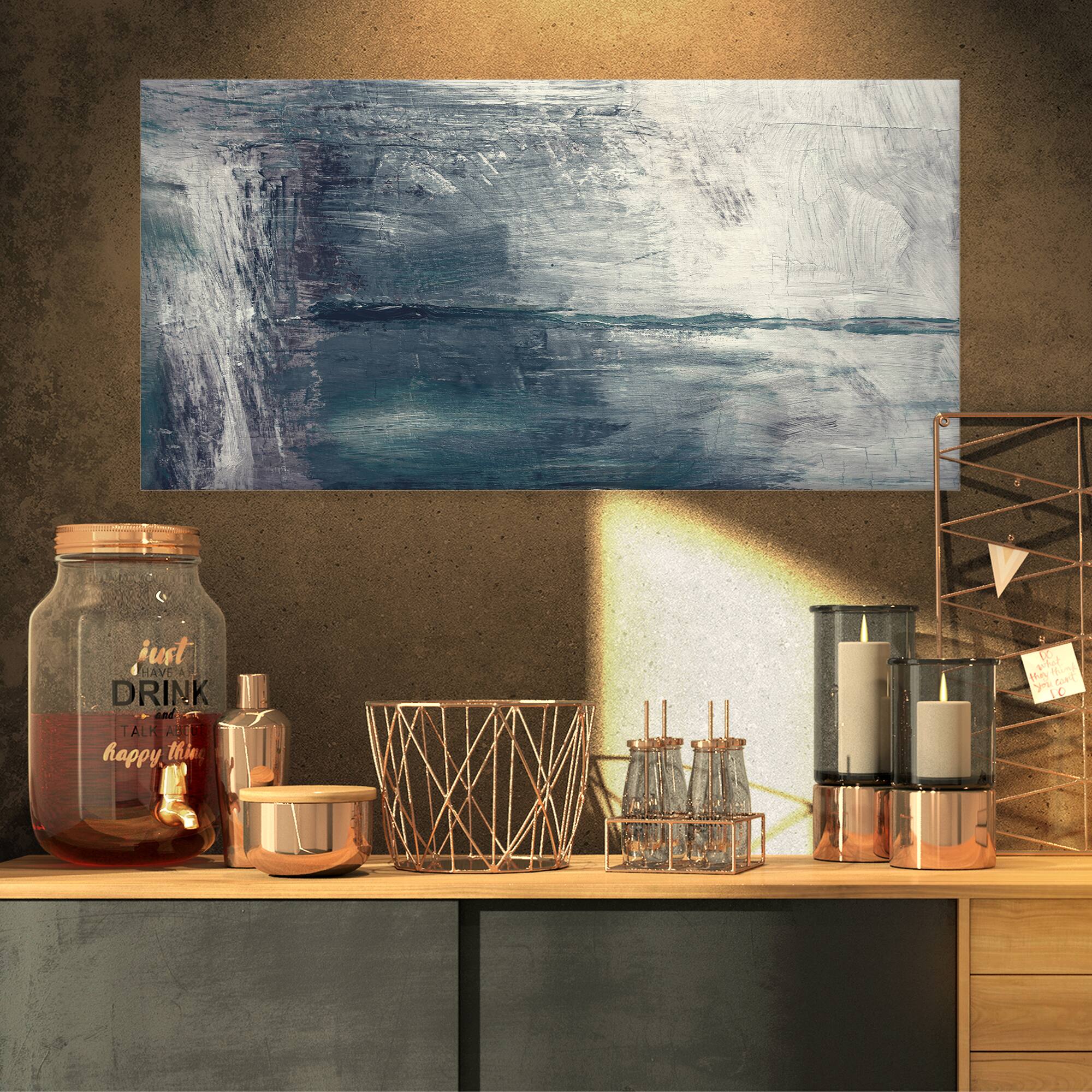 Designart - Grey Abstract Pattern Oil Painting - Abstract Canvas Painting