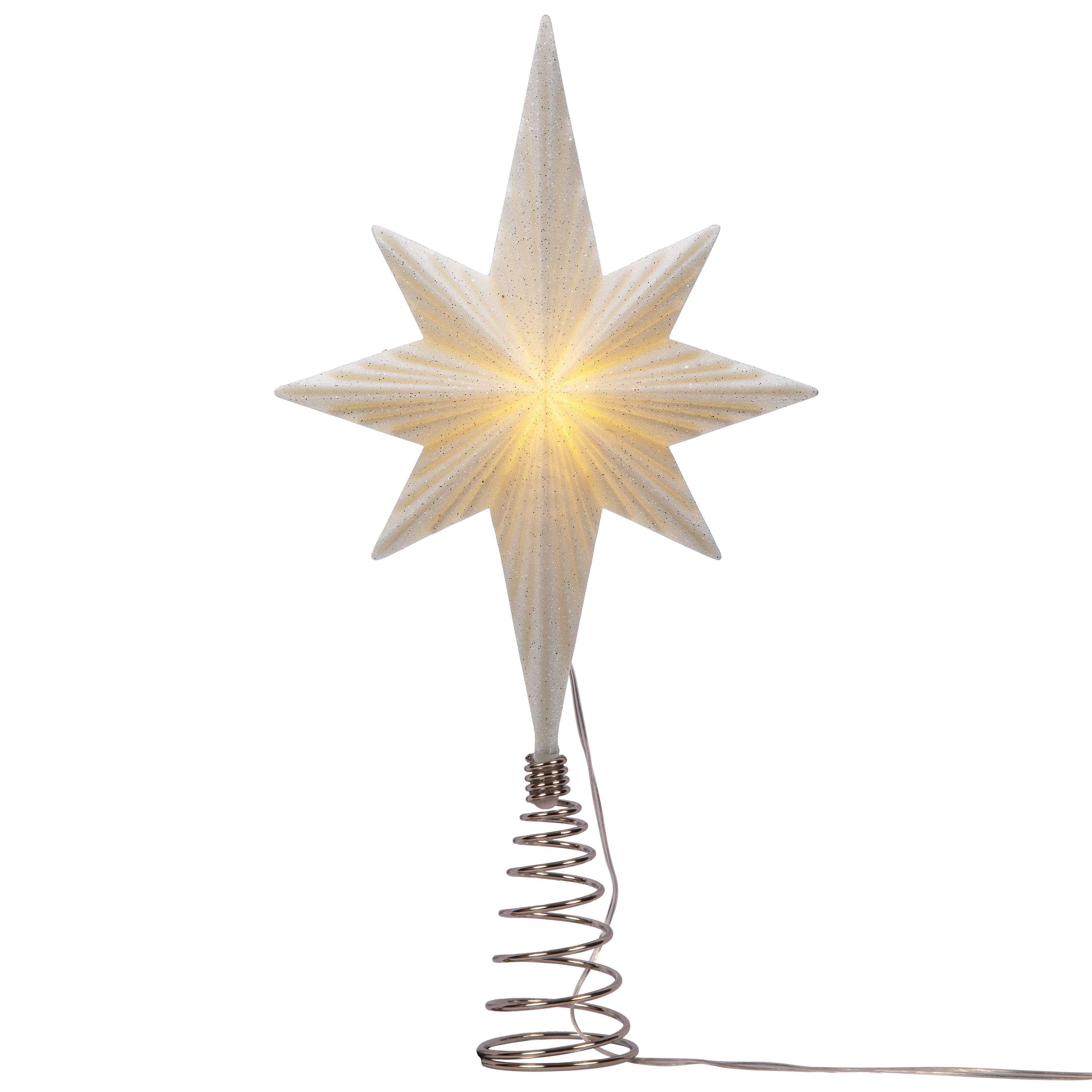 14.5&#x22; White Glitter Star LED Tree Topper by Ashland&#xAE;