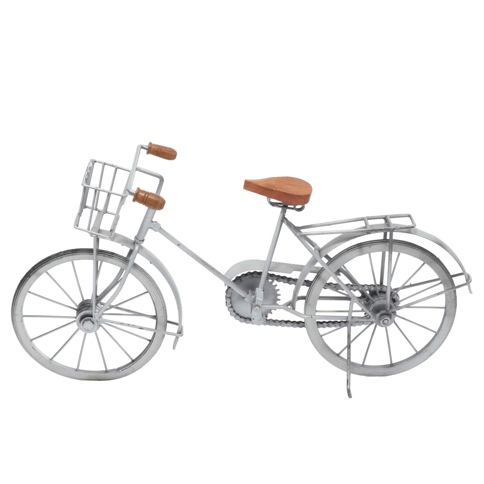 19&#x22; Silver Metal Vintage Bicycle Sculpture
