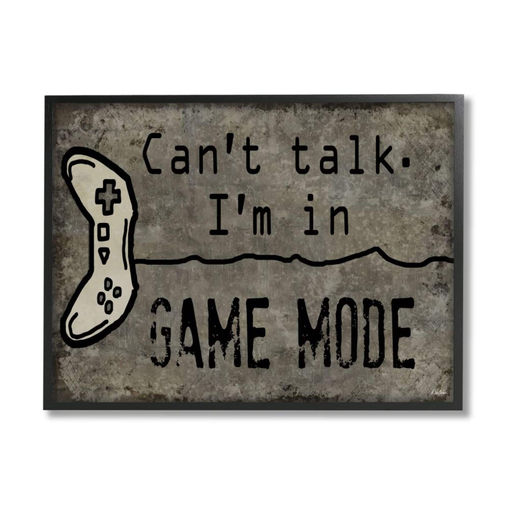 Stupell Industries Can't Talk Game Mode Quote Brown Controller Framed Wall Art