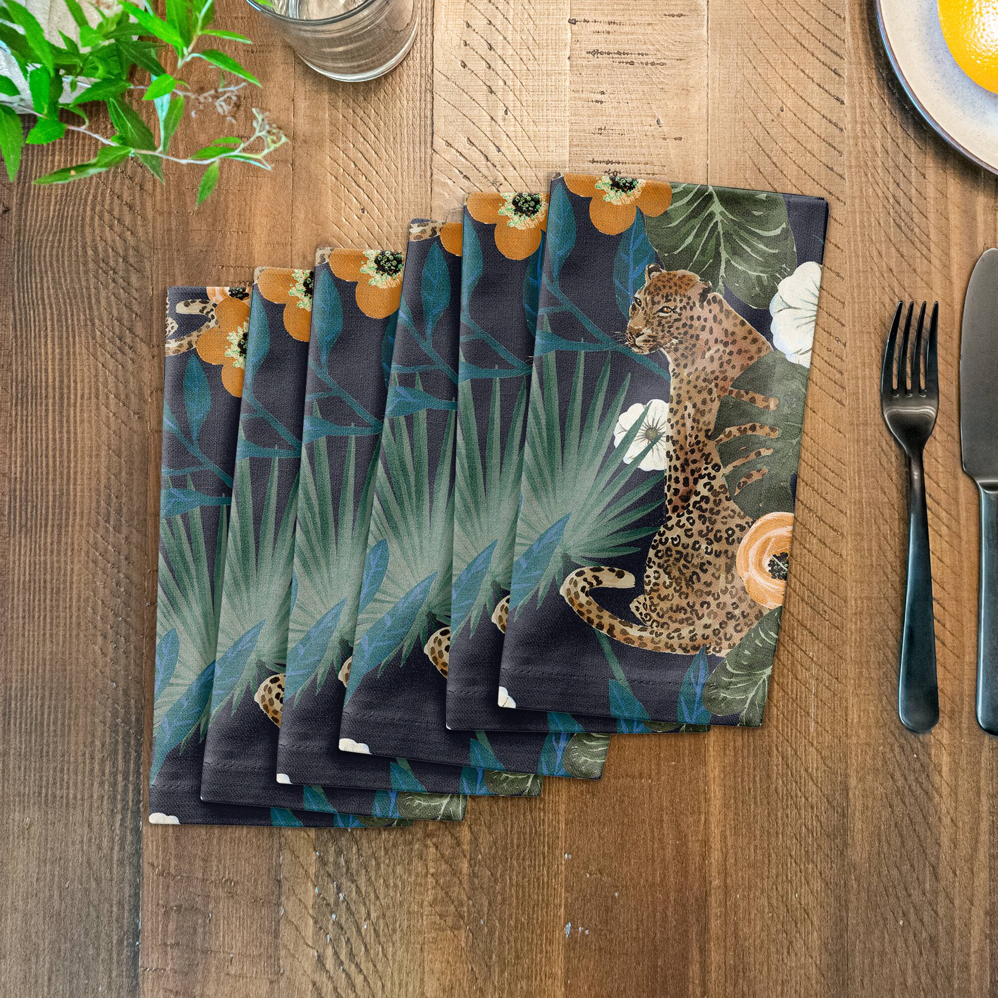 Tropical Cheetah Cotton Twill Dinner Napkin