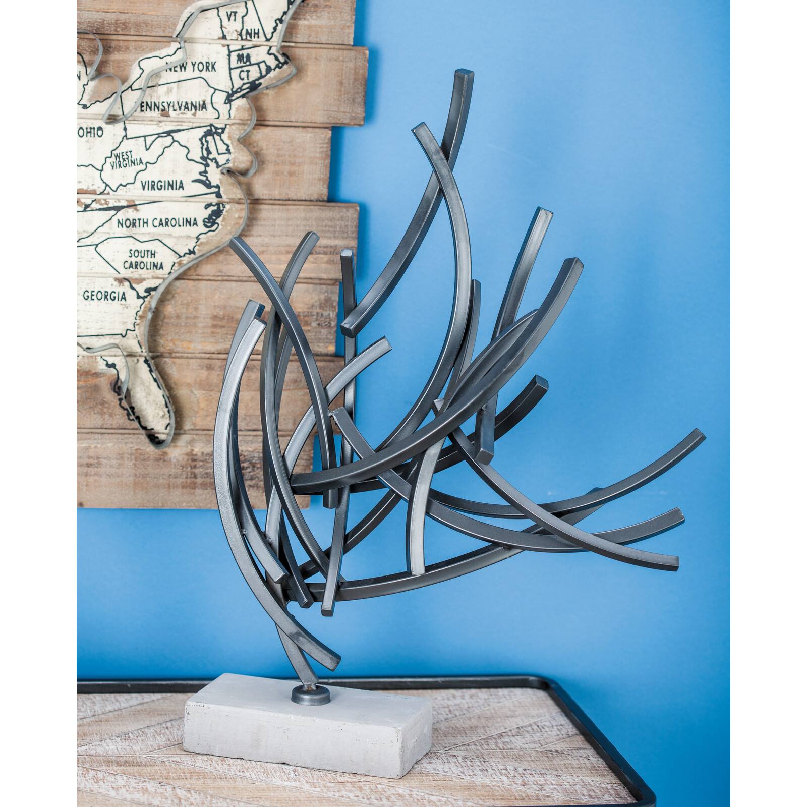 23&#x22; Gray Metal Abstract Sculpture