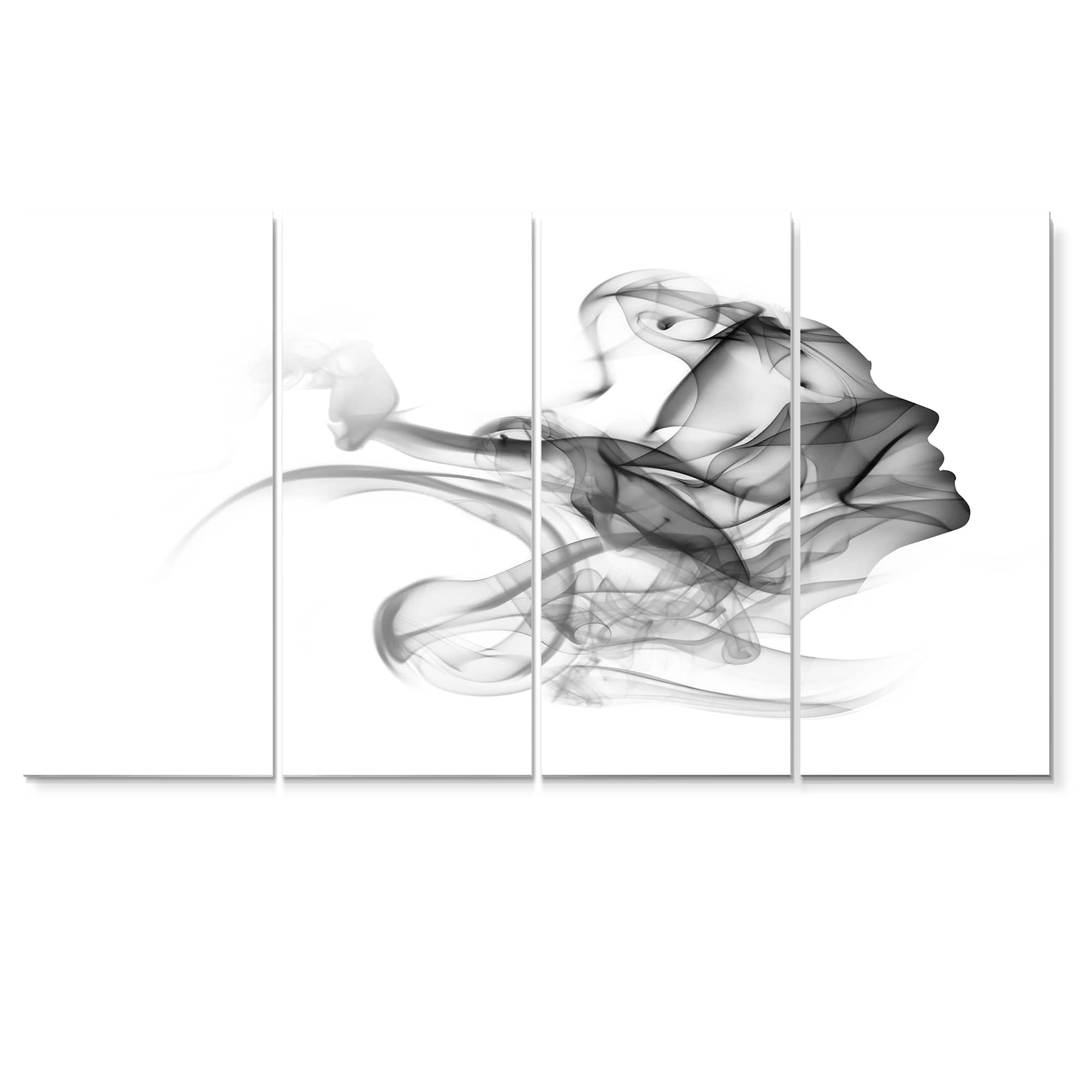 Designart - Woman and Smoke Double Exposure - Portrait Canvas Art Print