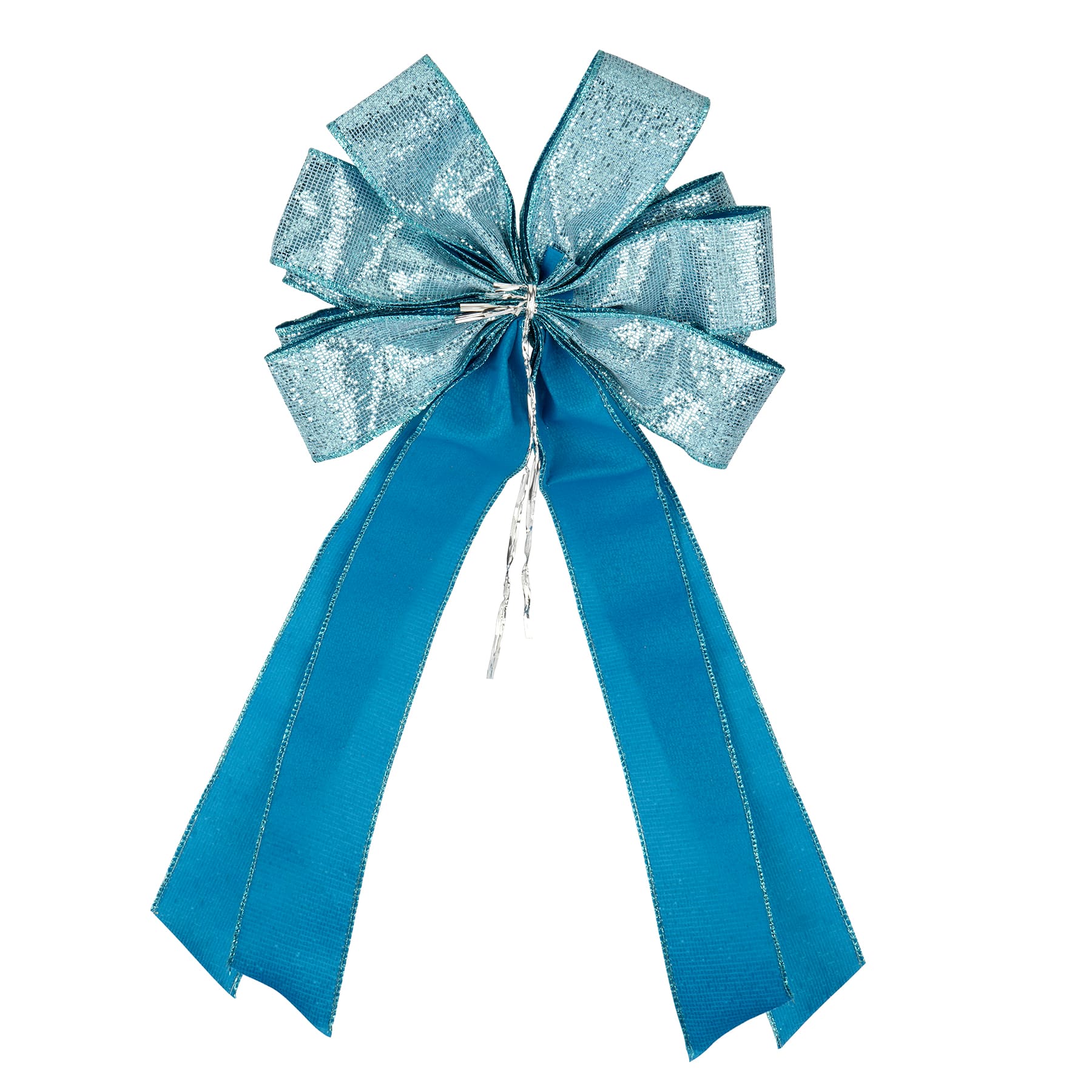 20.5&#x22; Shimmery Turquoise Tree Topper Bow by Celebrate It&#x2122;