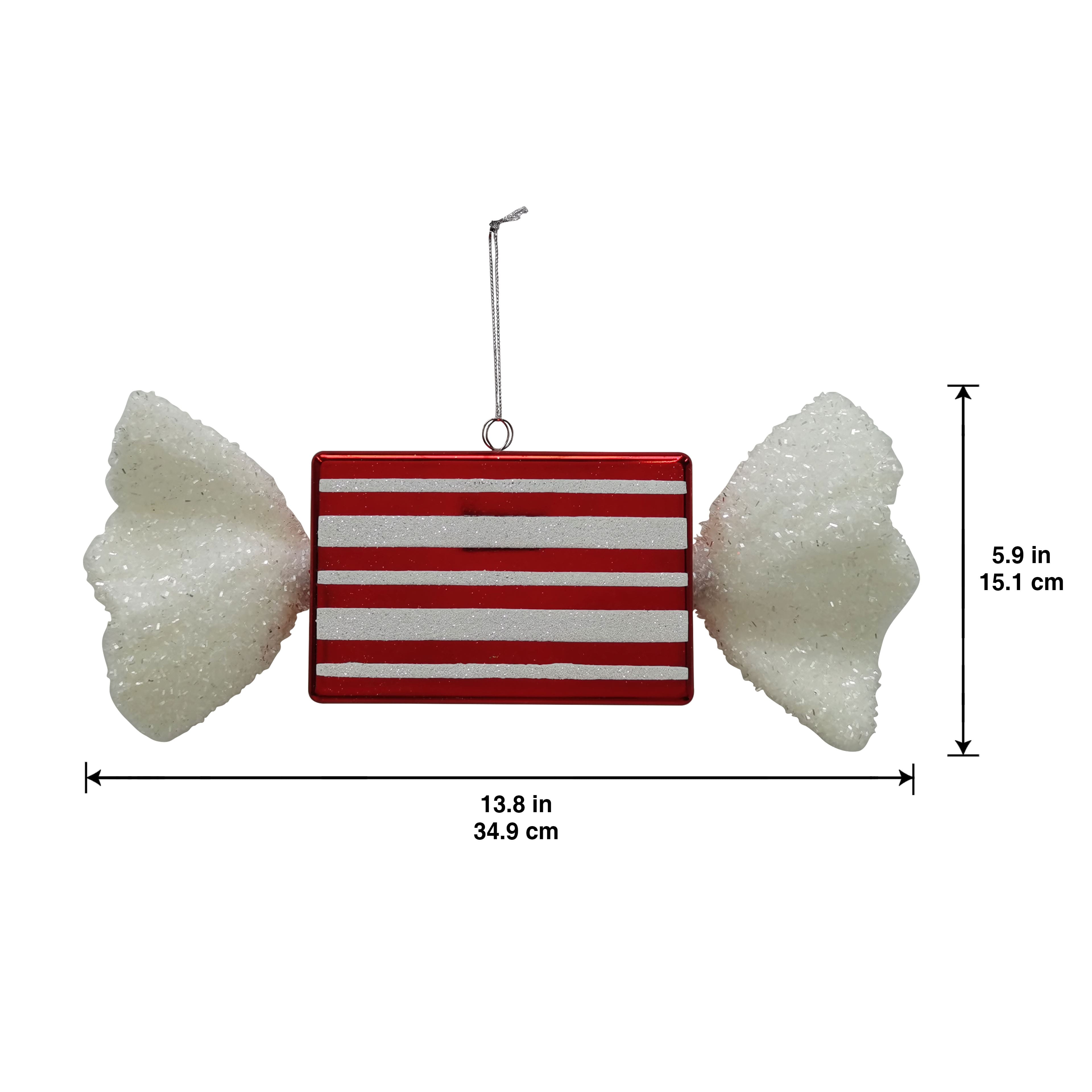13.25" Red & White Glitter Jumbo Peppermint Stripes Candy Ornament by Ashland®