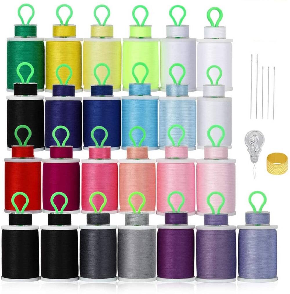 HAITRAL® 21 Color Radiant Cotton Sewing Thread And Bobbins Set
