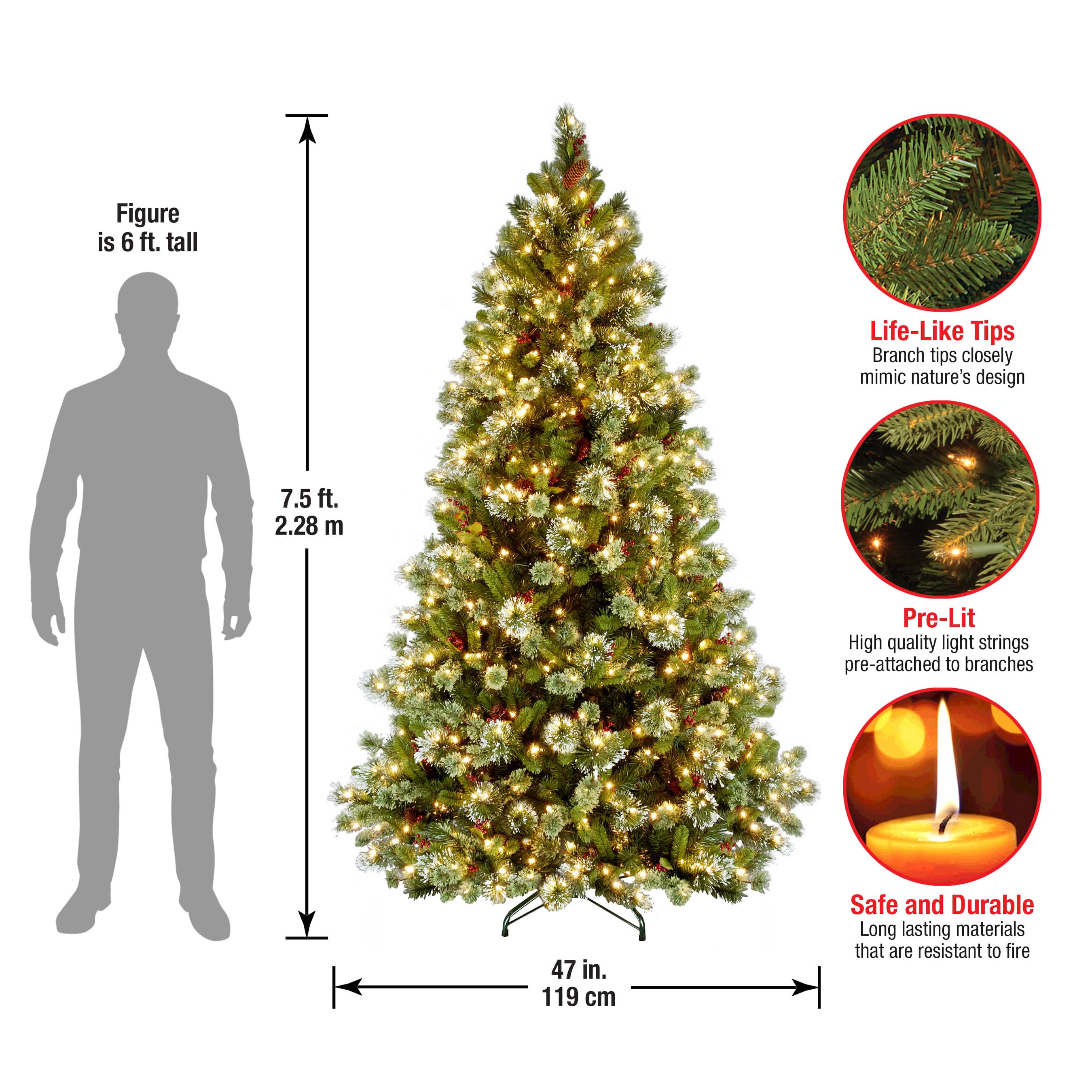 7.5ft. Pre-Lit Wintry Pine® Artificial Christmas Tree, Clear Lights