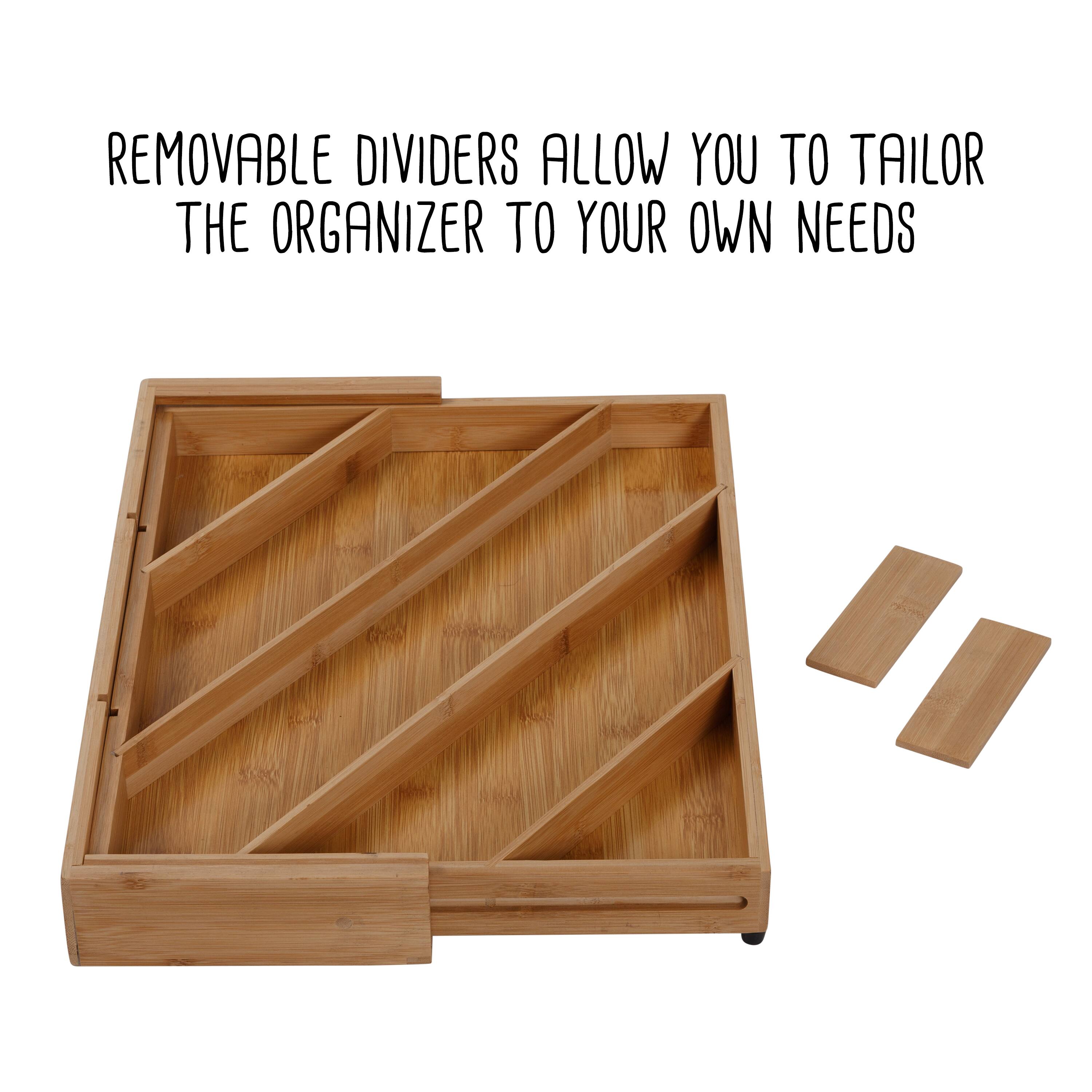 Honey Can Do 8-Compartment Bamboo Diagonal Drawer Organizer